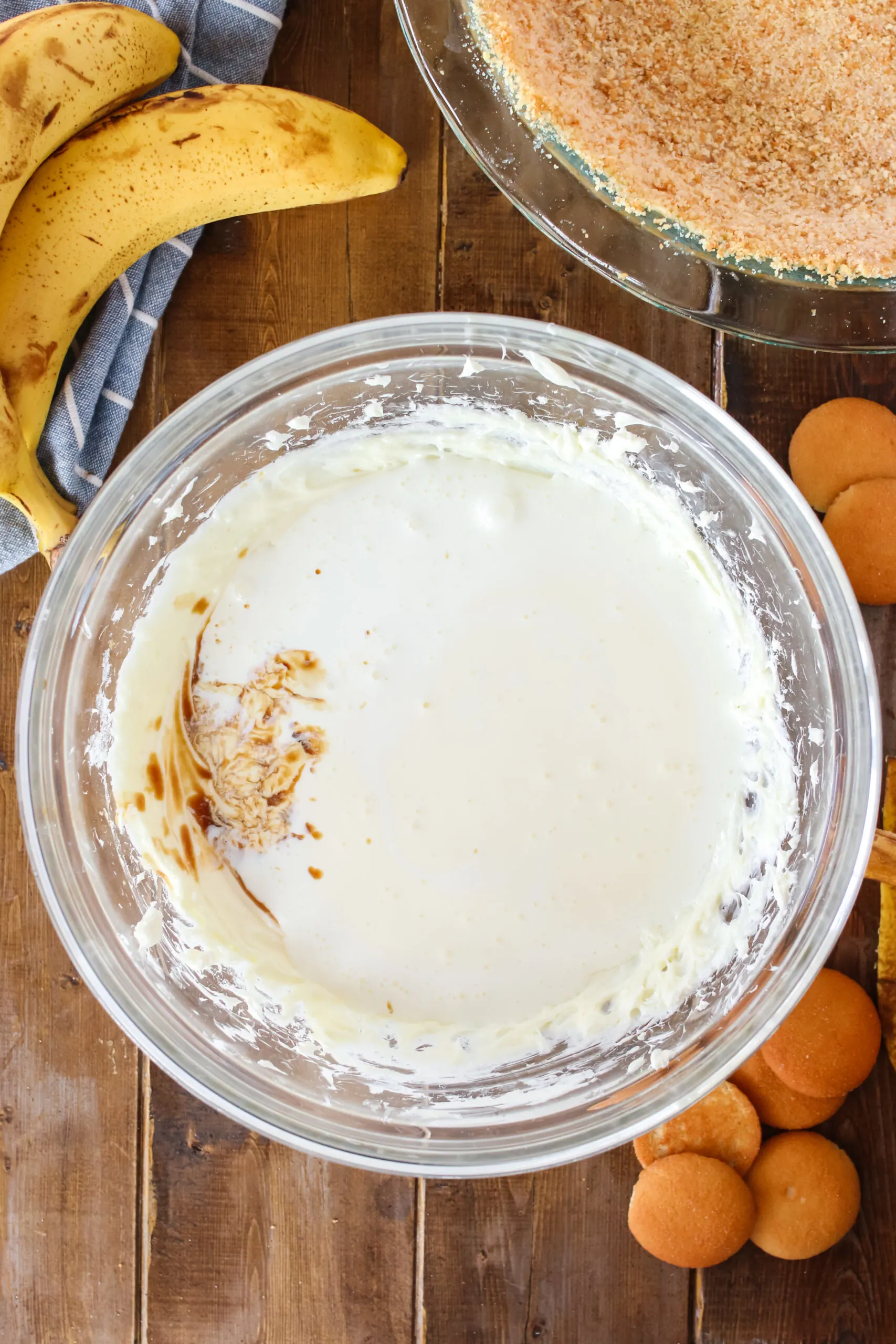heavy whipping cream and vanilla added to cream cheese