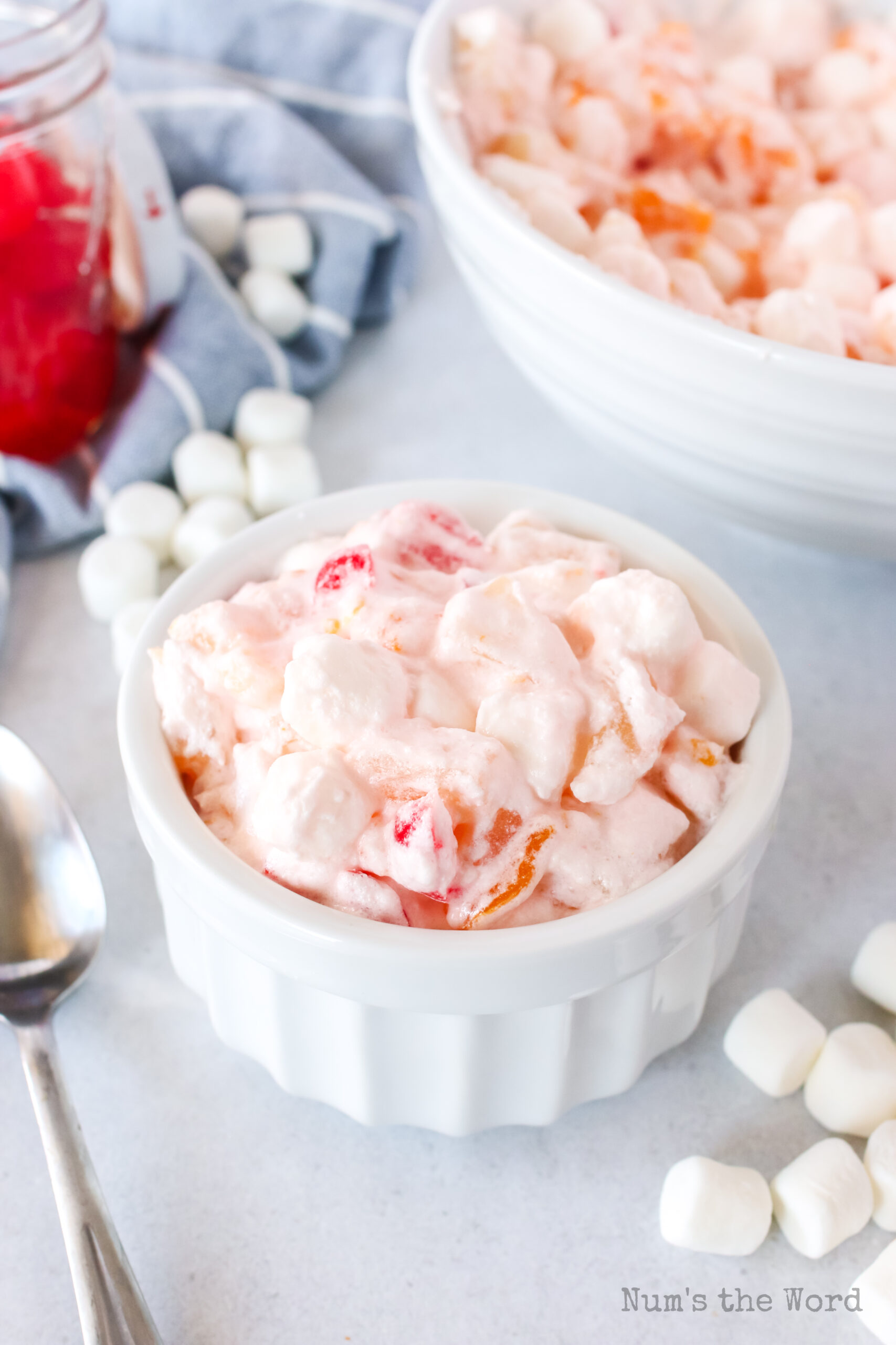 fruit salad in a small single serving dish.