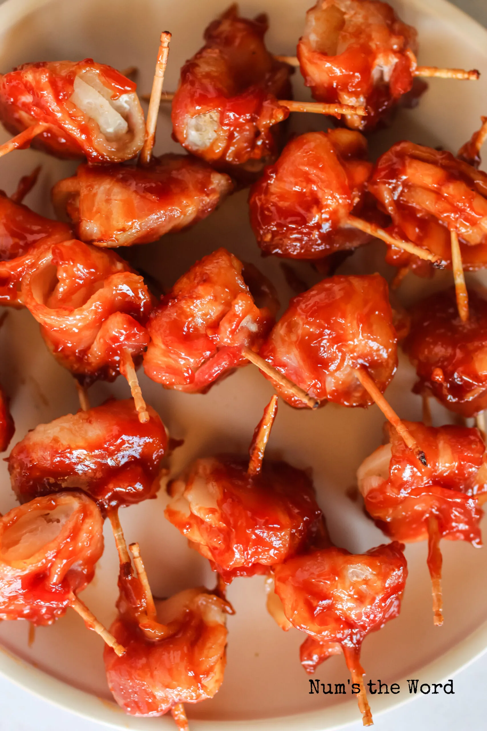 zoomed in image of water chestnuts ready to be served on a plate.