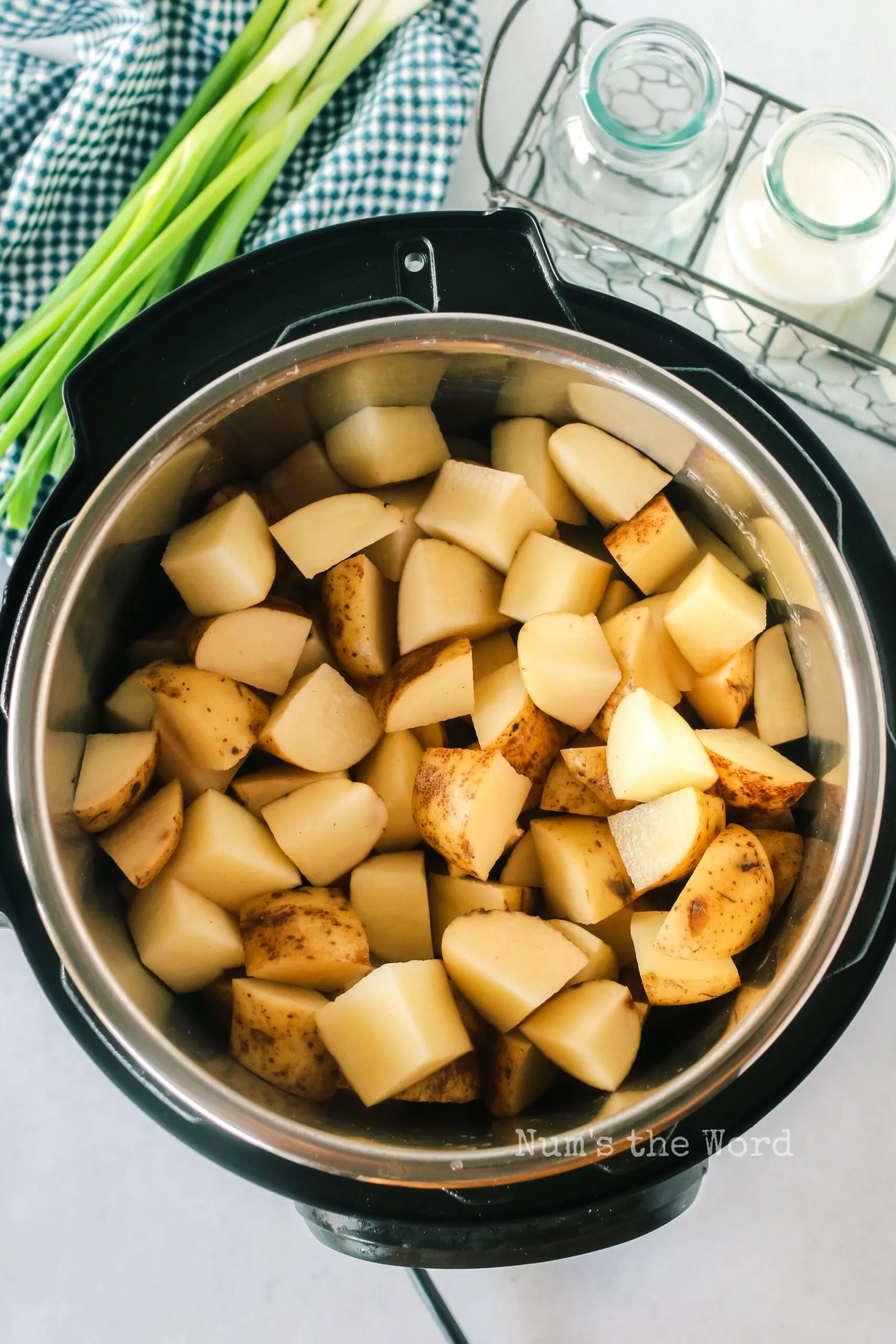 cubed potatoes added to instant pot.