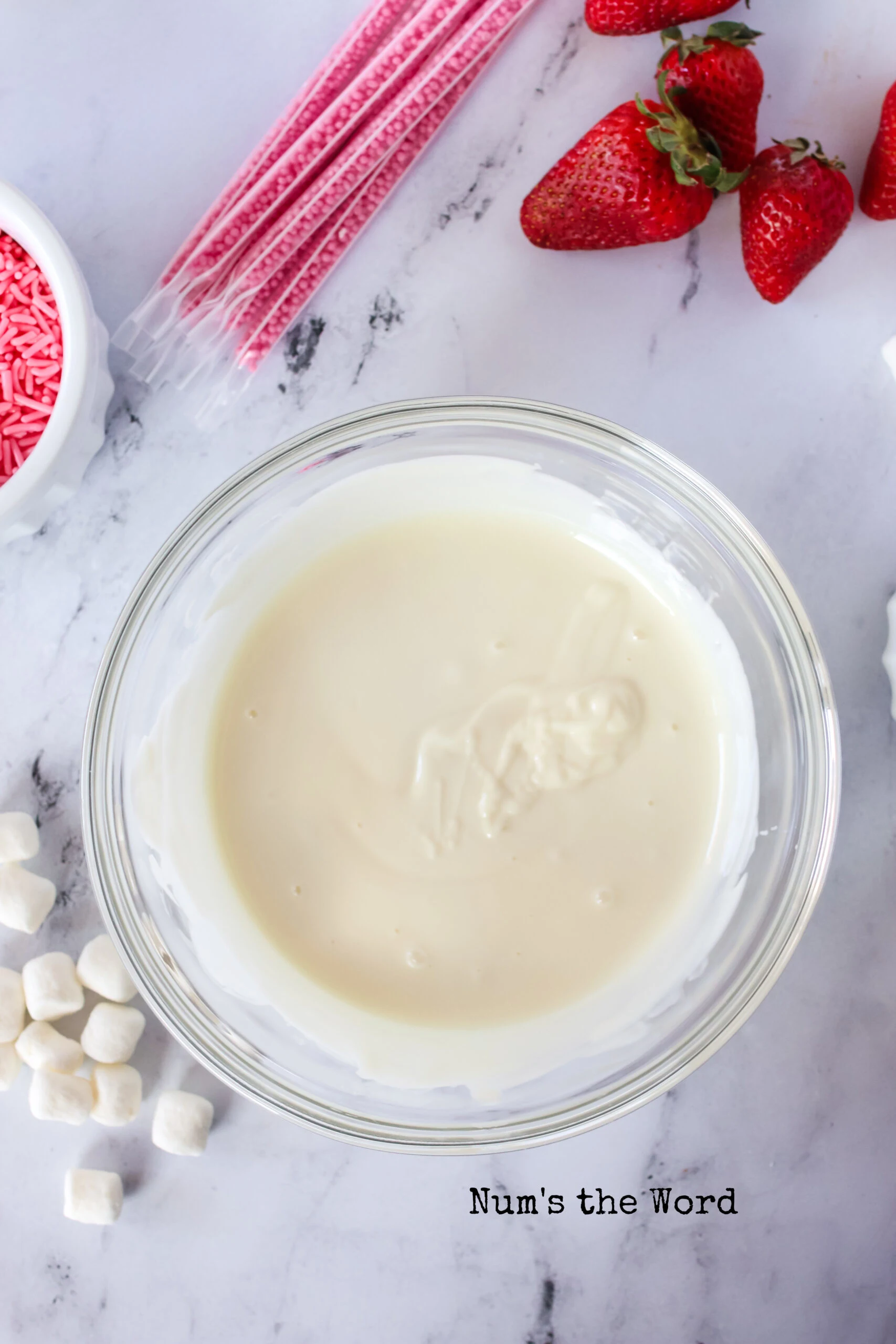 white chocolate melted in a bowl.