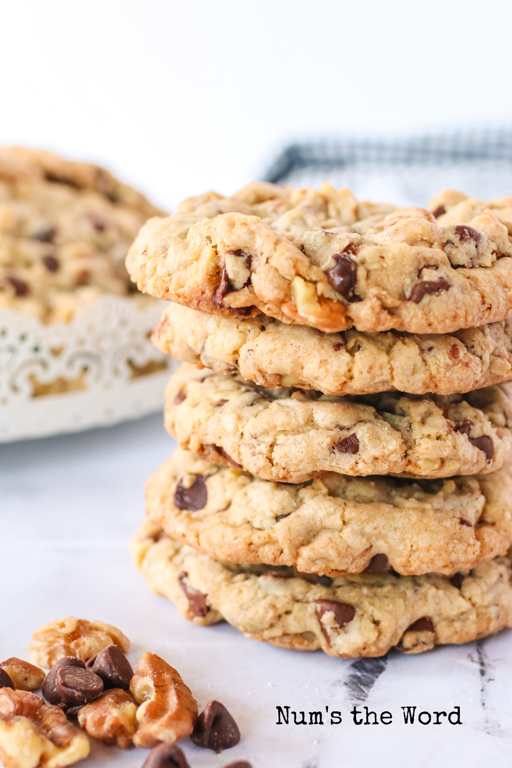 zoomed in image of cookies stacked up.