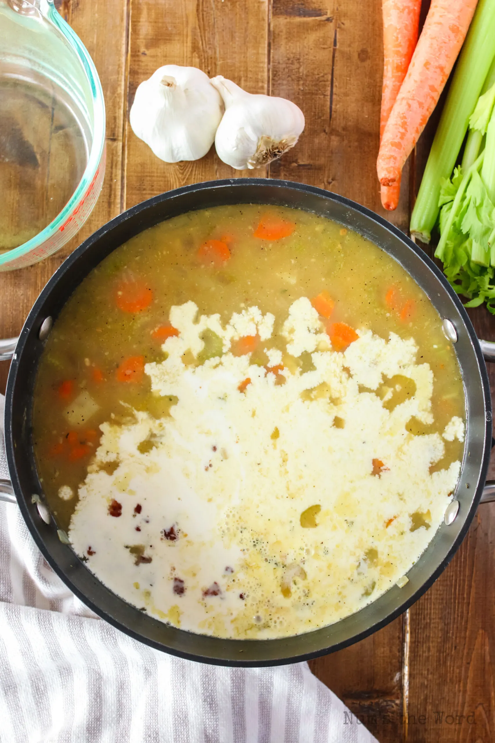 half and half and bacon added to soup mixture.