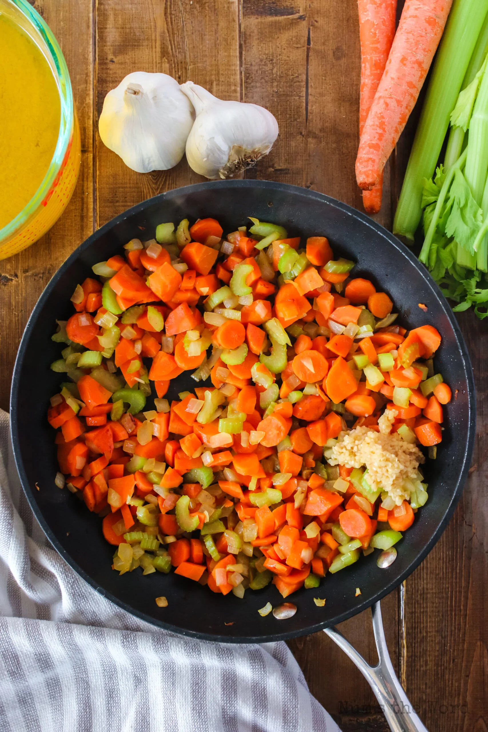 carrot mixture cooked with garlic added.