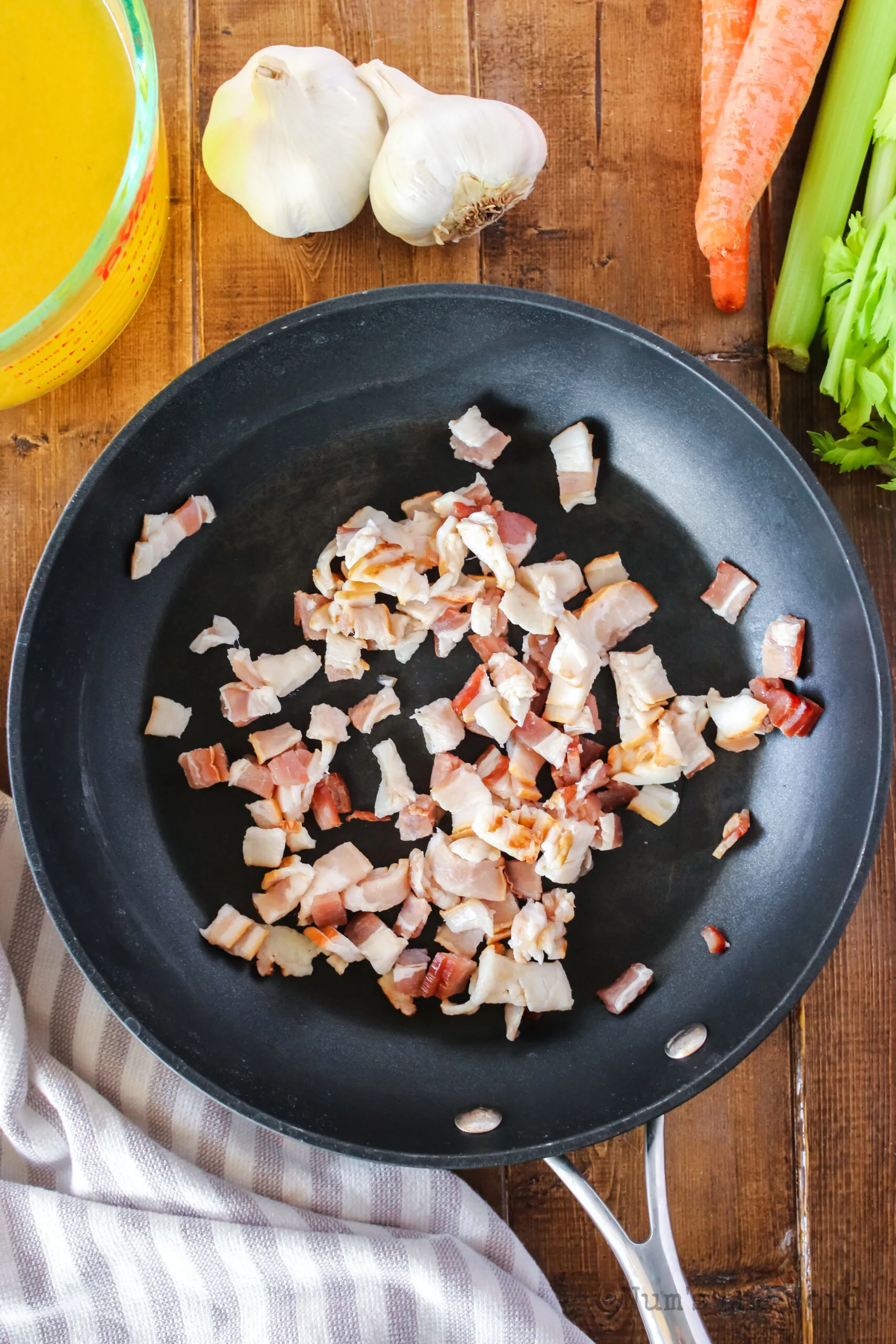 Bacon cooked in a skillet