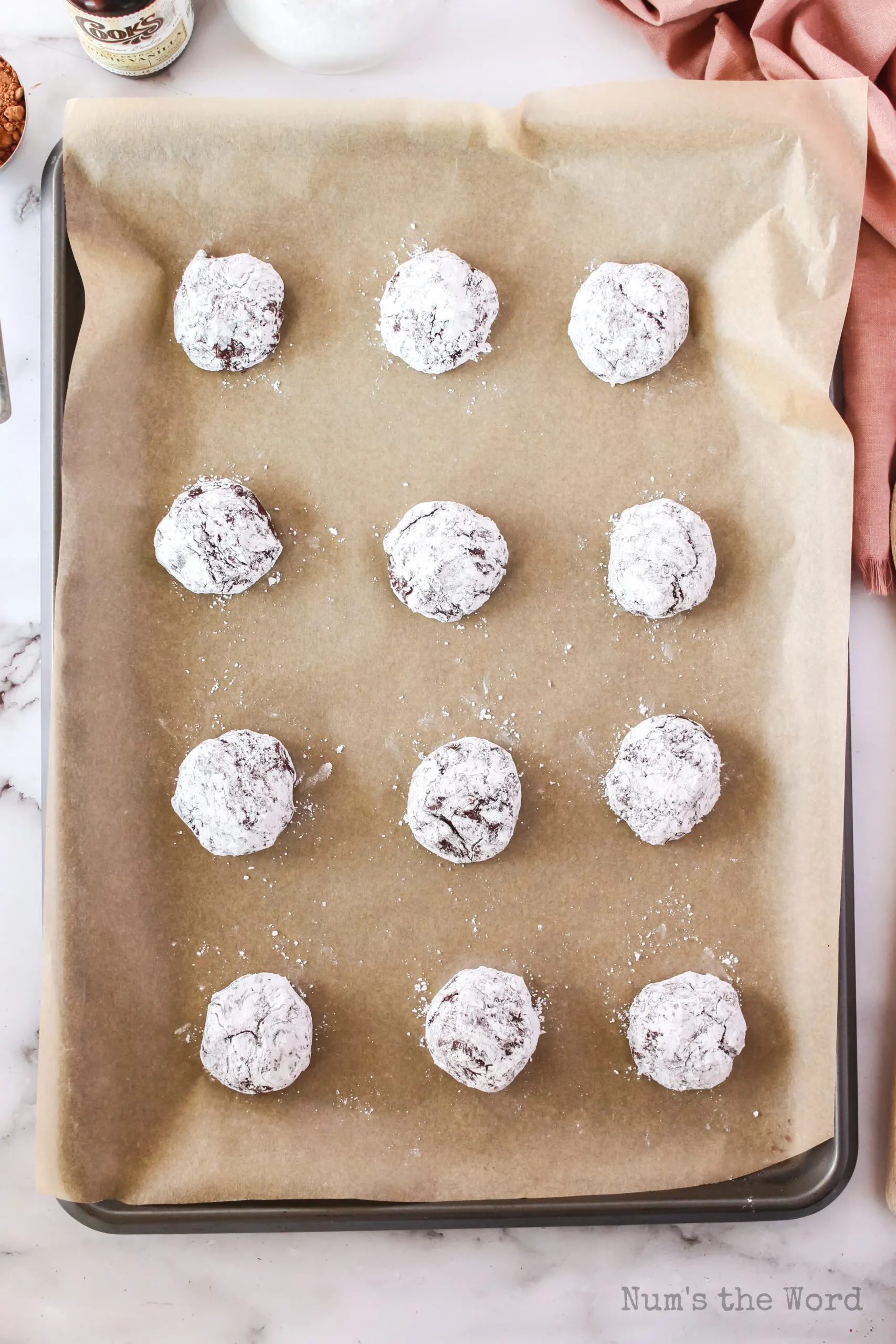 rolled cookie on a cookie sheet, unbaked.