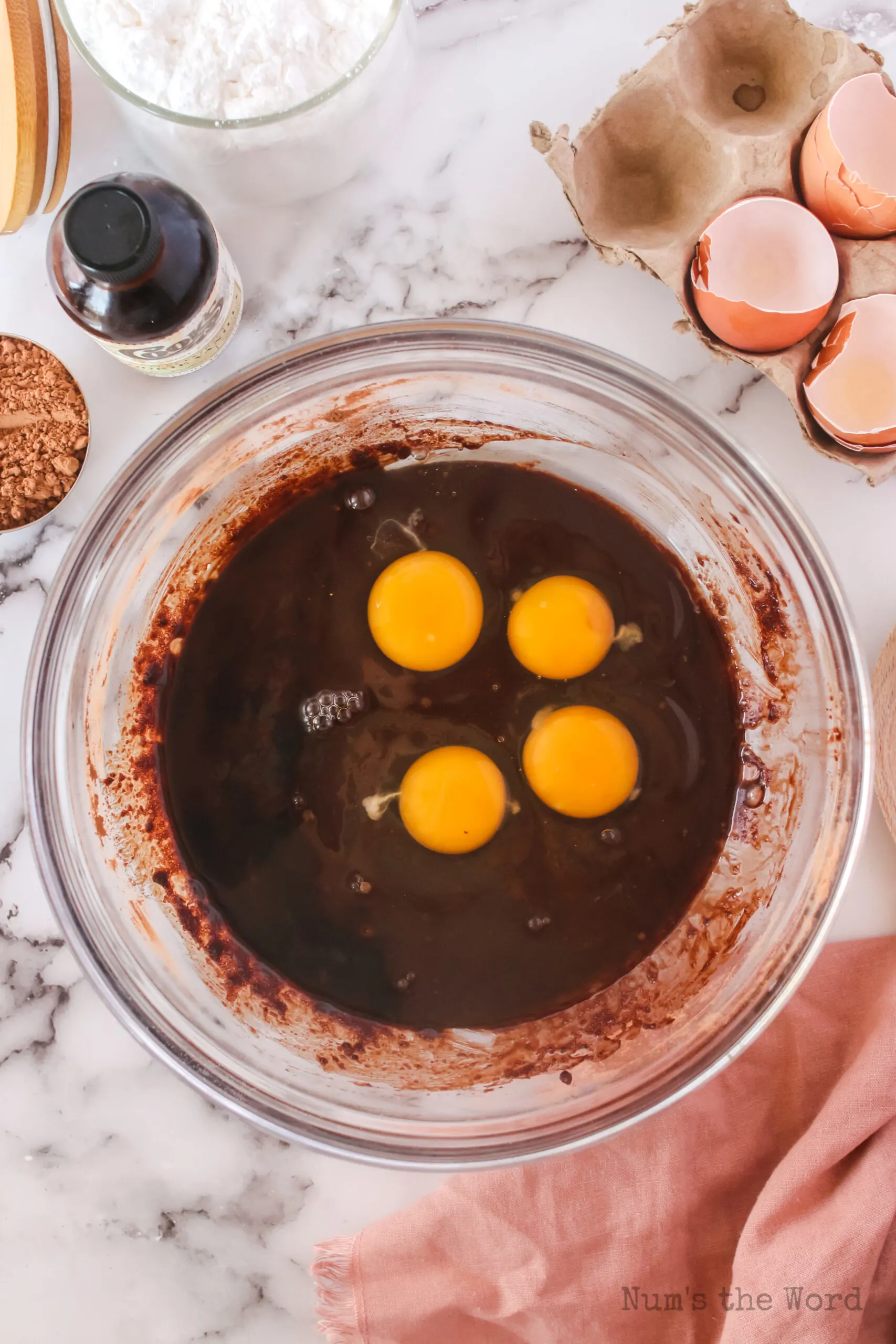 eggs added to cookies, unmixed.