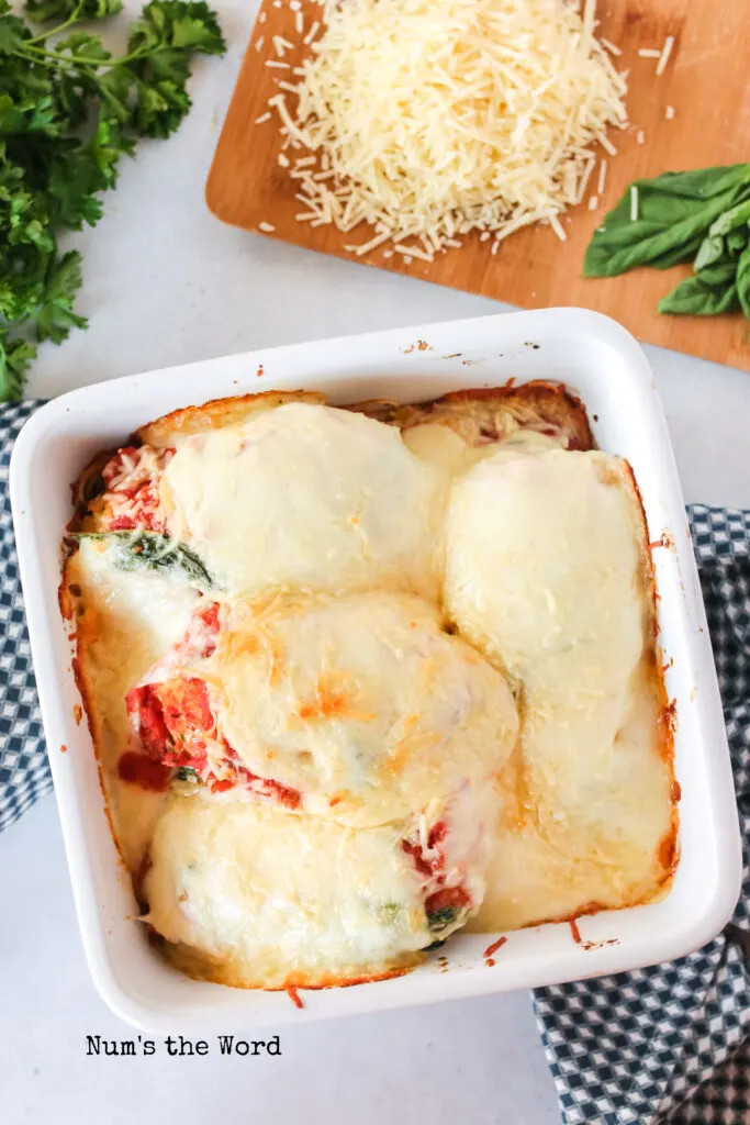 Parmesan chicken freshly baked from the oven