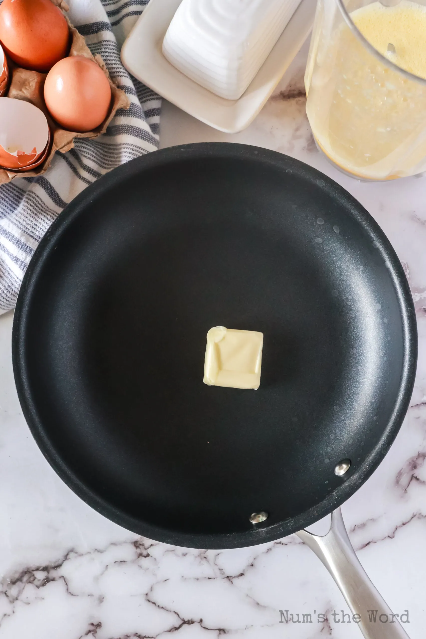 Butter in a pan, unmelted