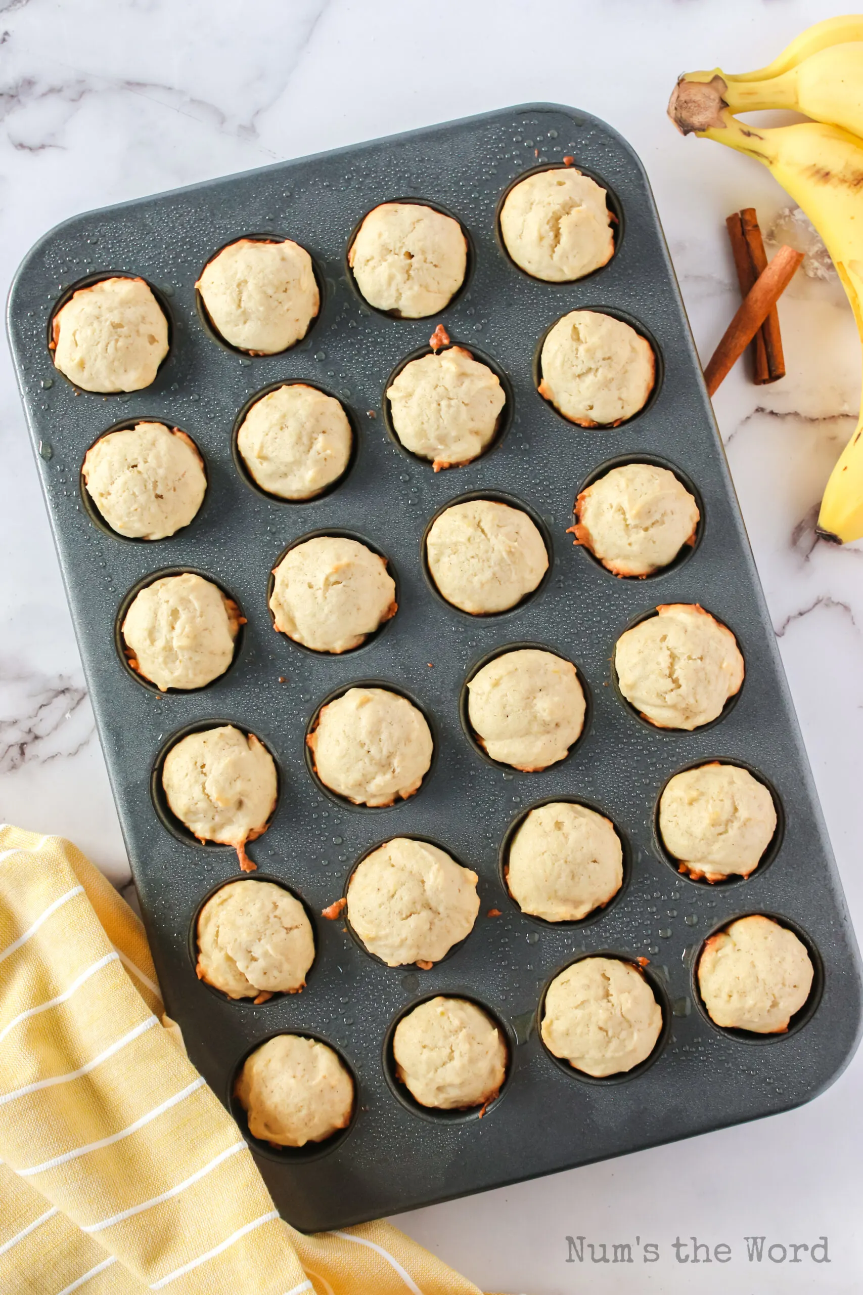 cooked muffins in muffin pan.