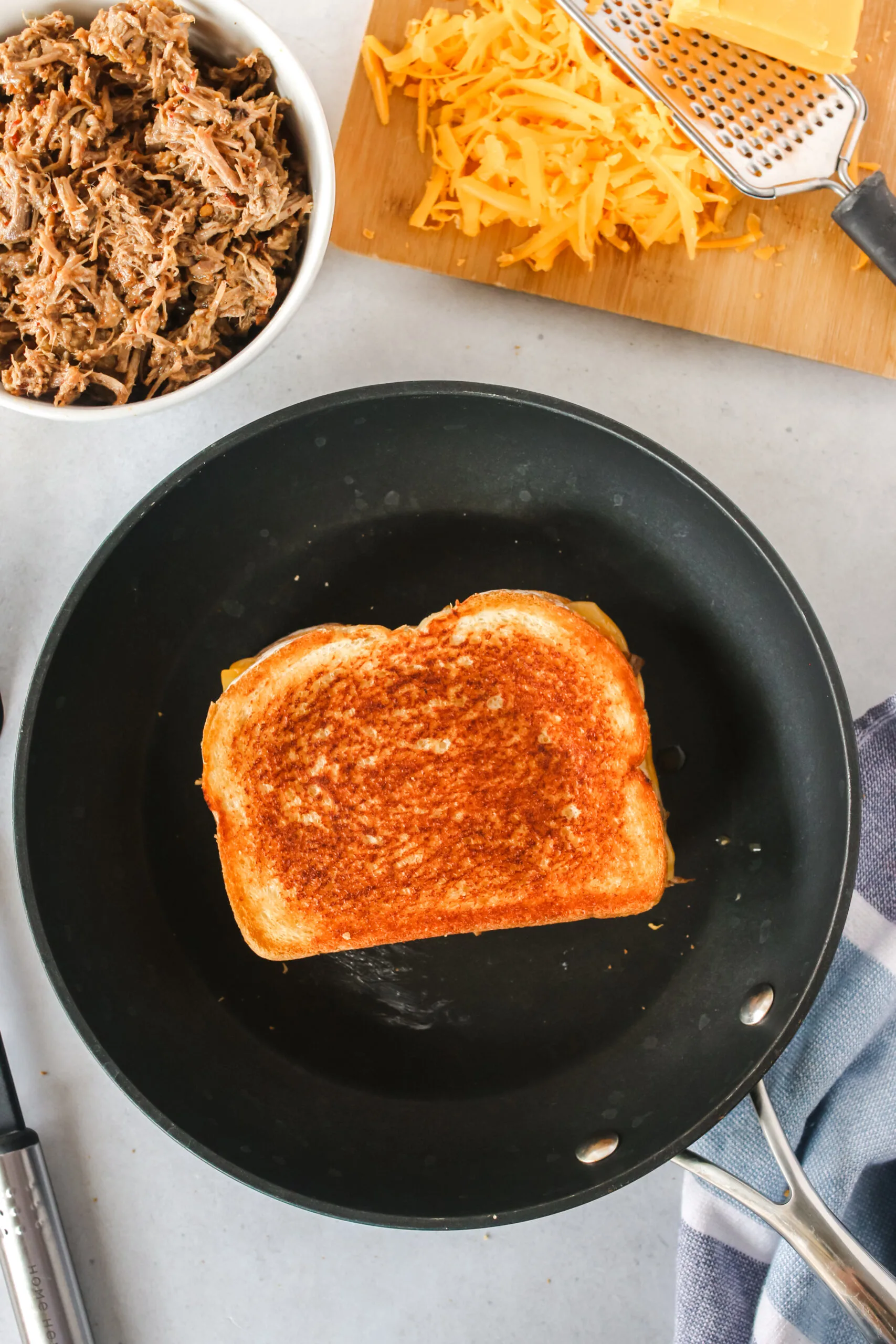 grilled cheese sandwich flipped over