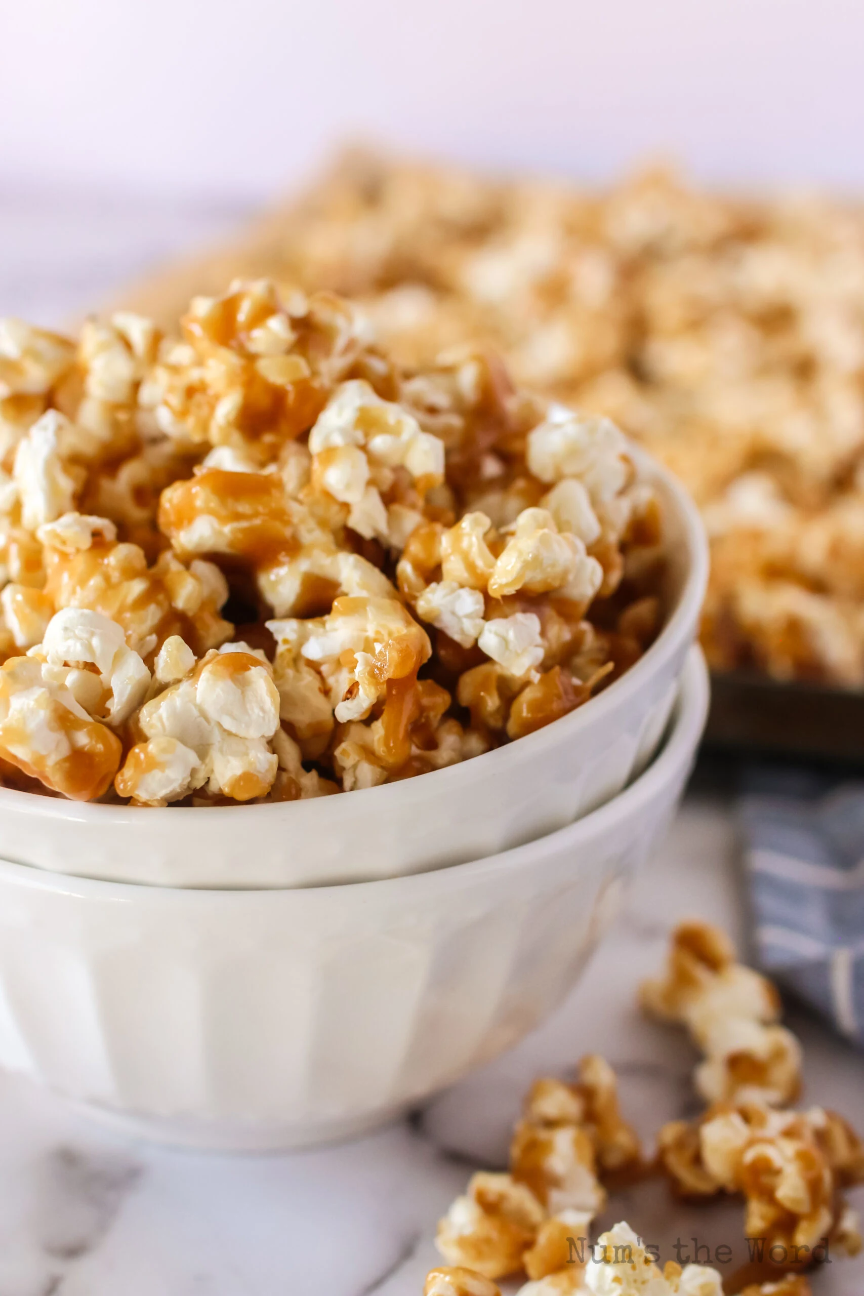 zoomed in image of caramel corn in bowl