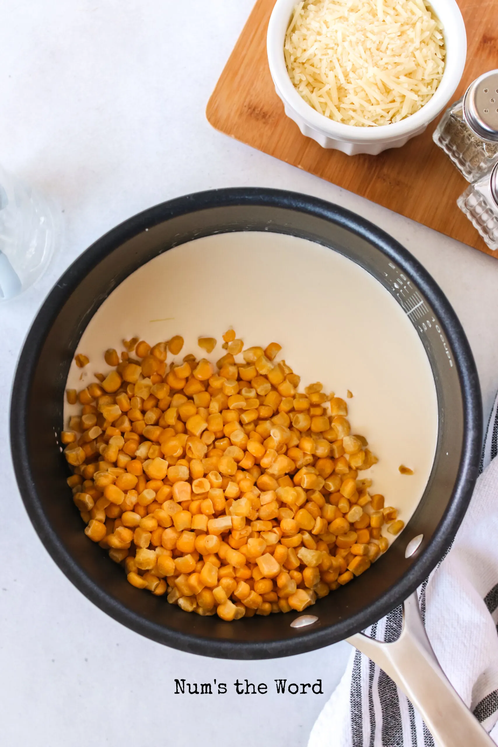 frozen corn added to cream mixture