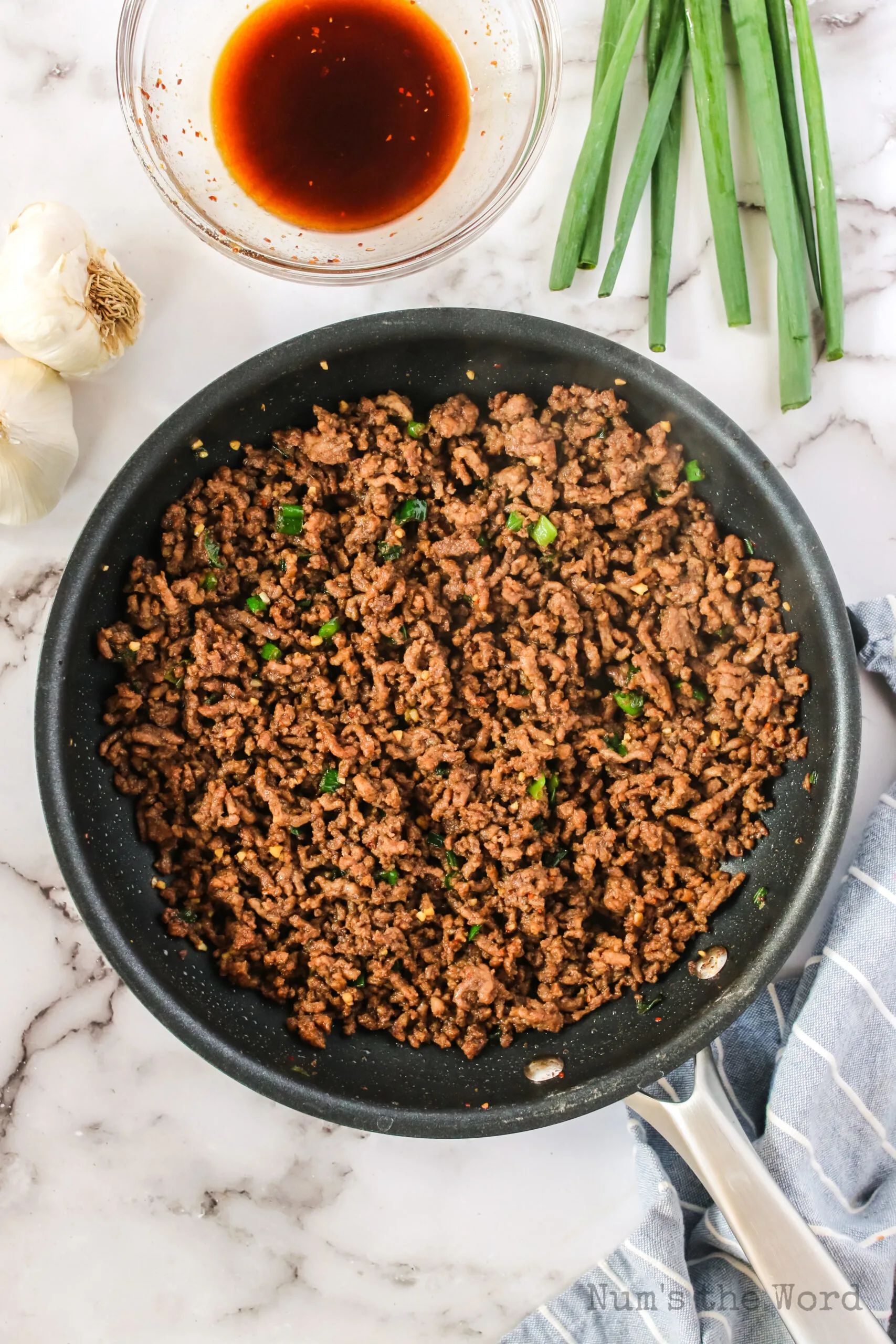 cooked korean beef ready to serve over rice