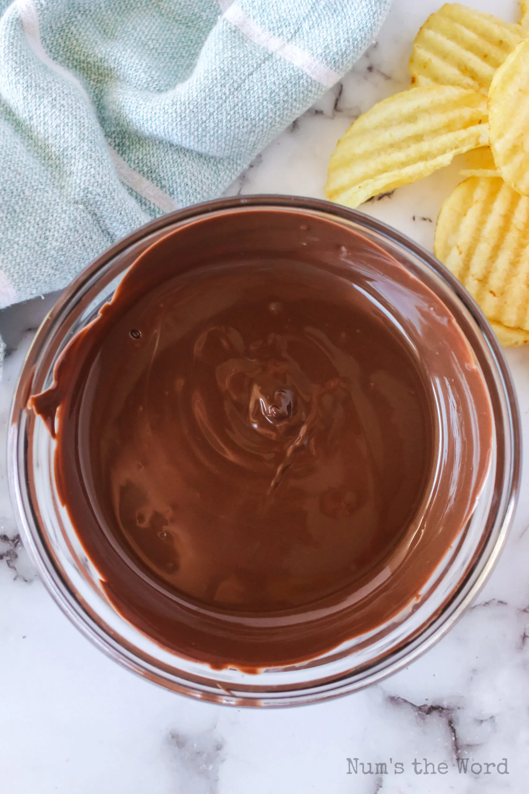 chocolate wafers melted and ready for dipping