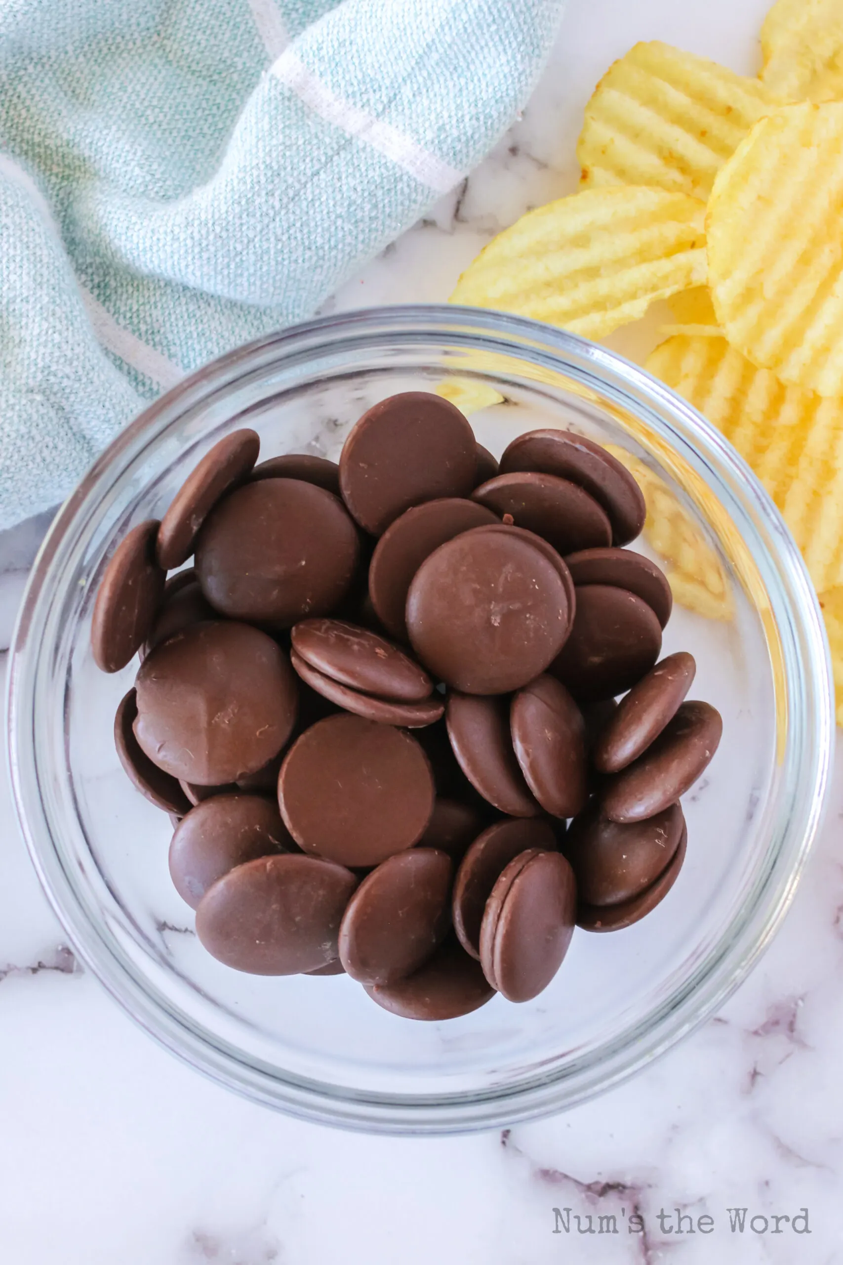 melting chocolate wafers in a bowl