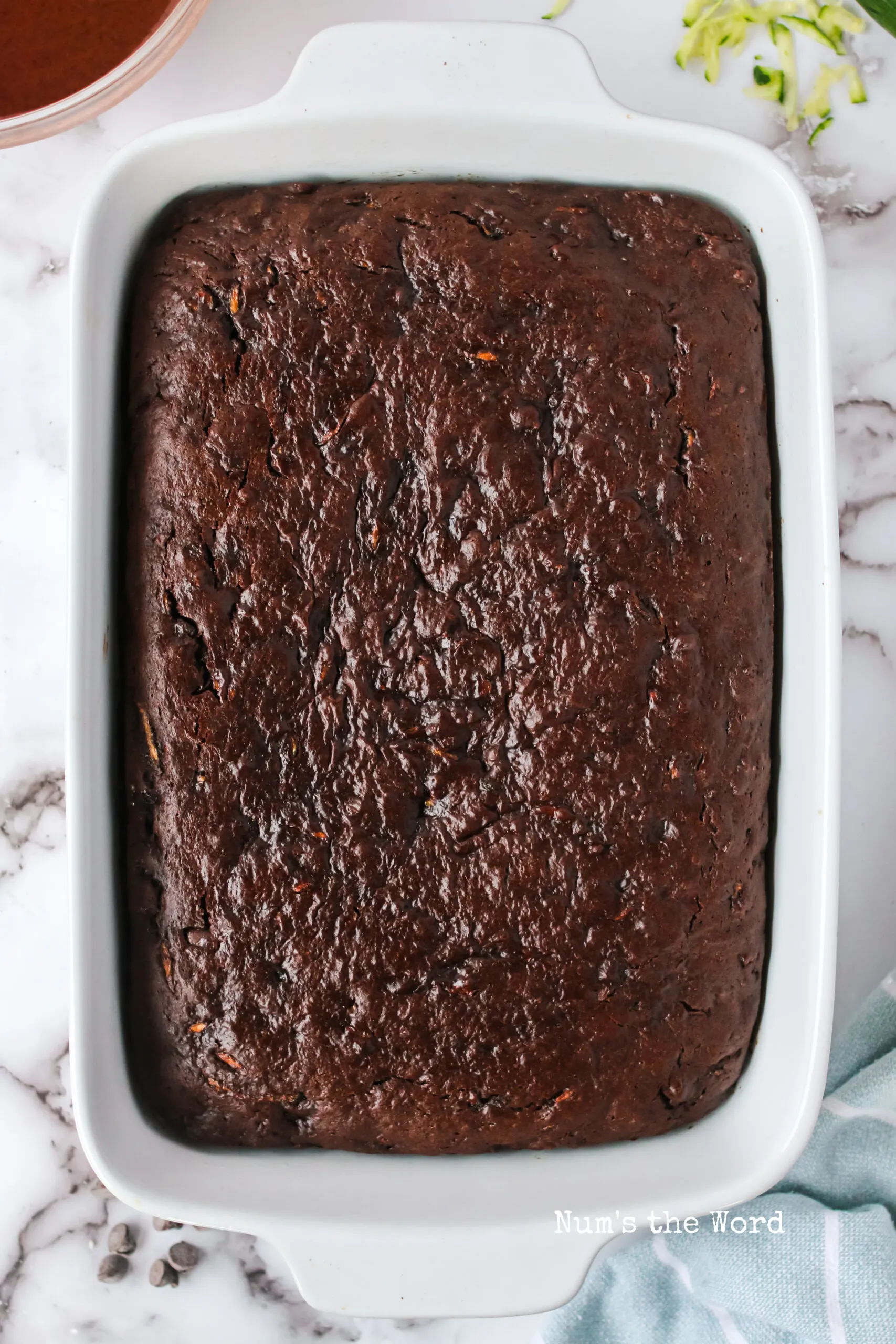 chocolate zucchini cake fresh baked from the oven