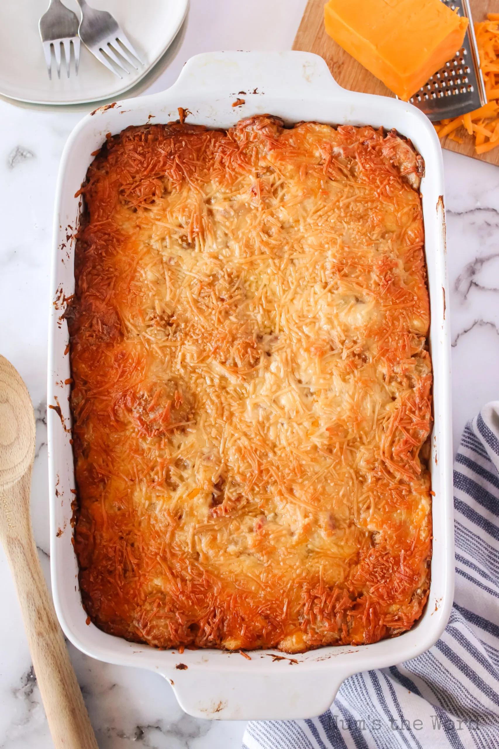 baked hash brown casserole fresh from the oven