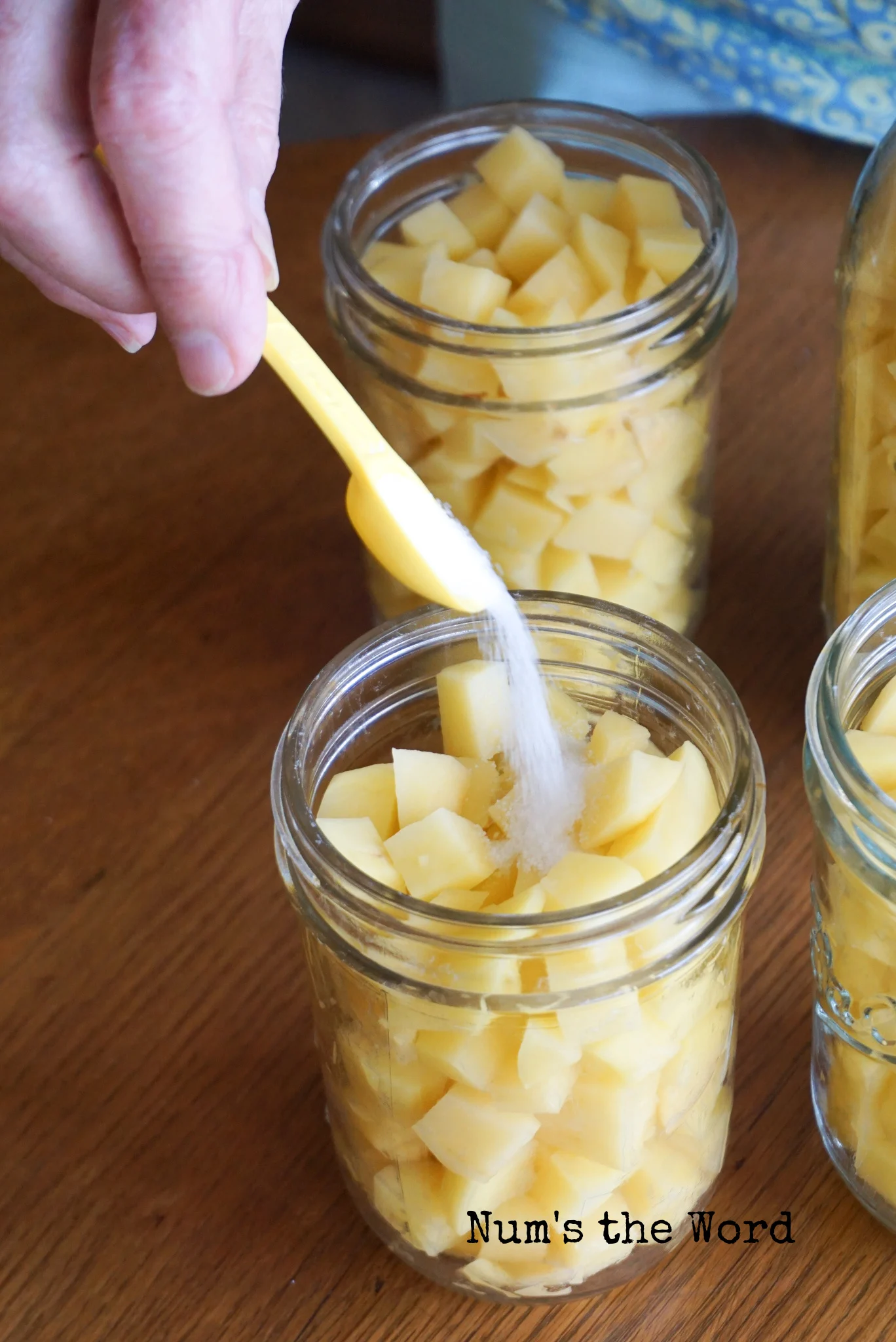 salt being added to jars