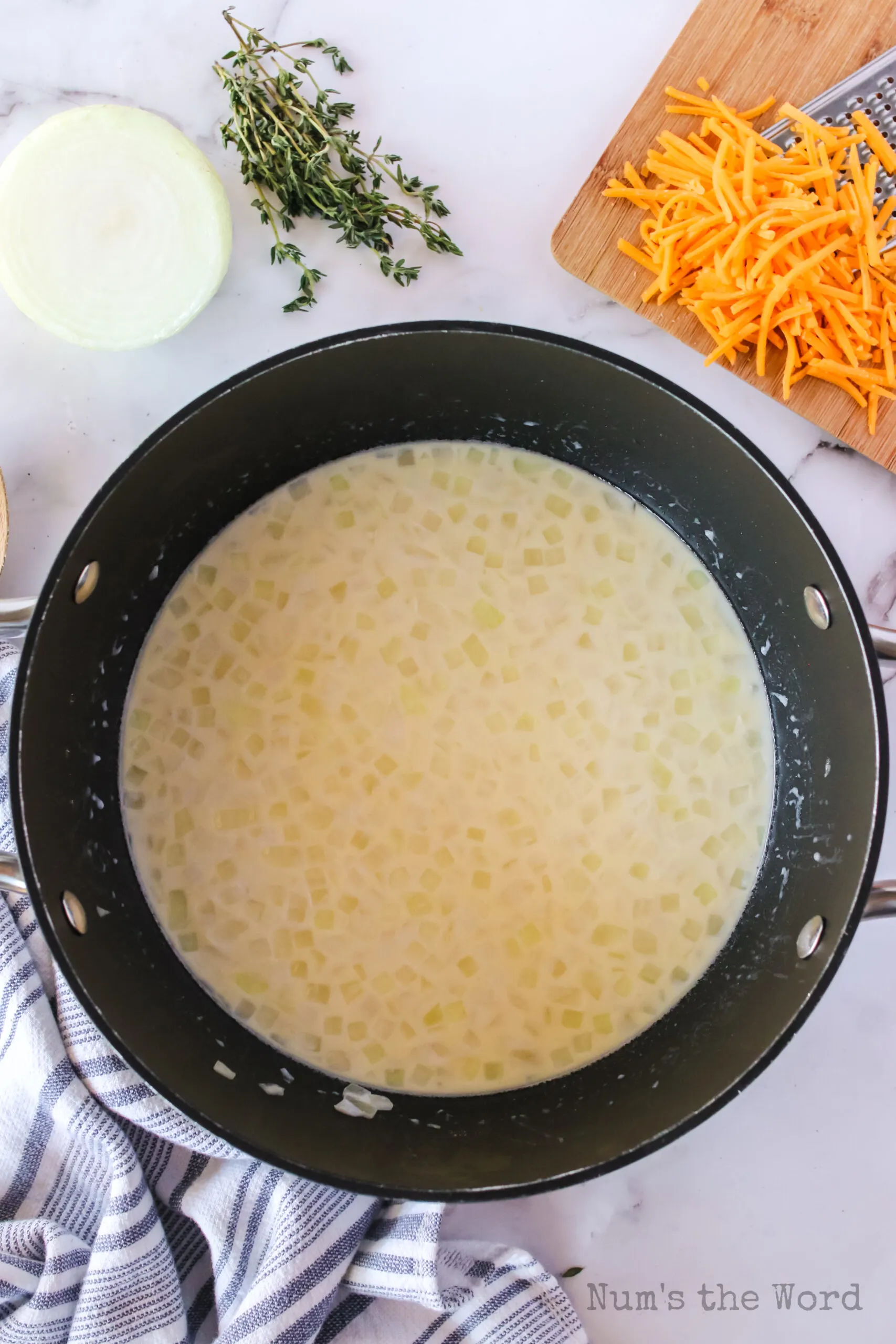 milk added to flour mixture to create a soup