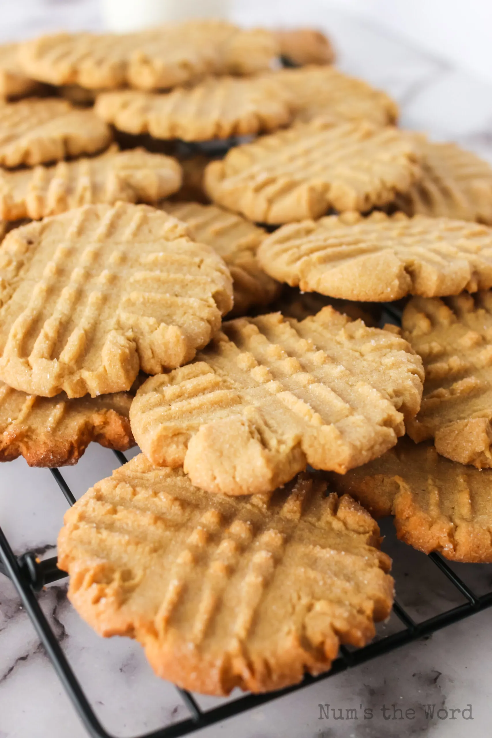 side view of cookies on a cooling rack ready to be eaten