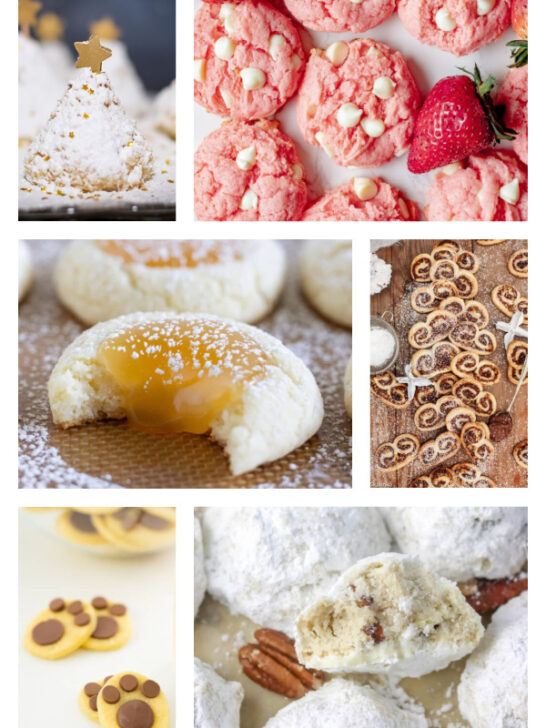 collage of 6 images for cookies with 6 ingredients or less