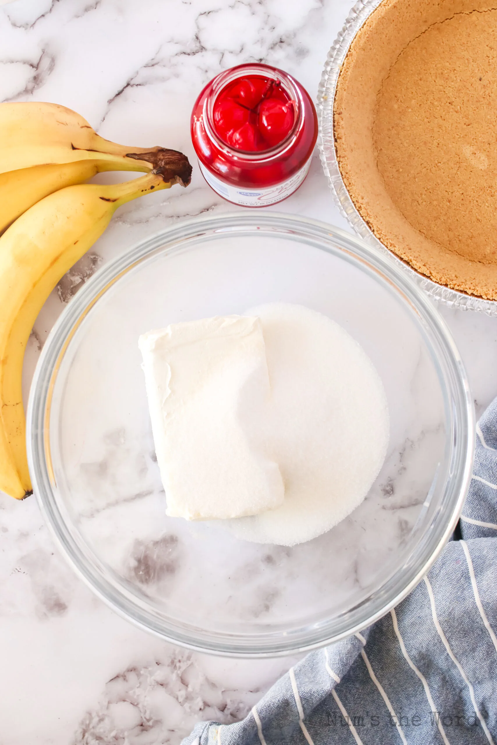 sugar and cream cheese in a bowl