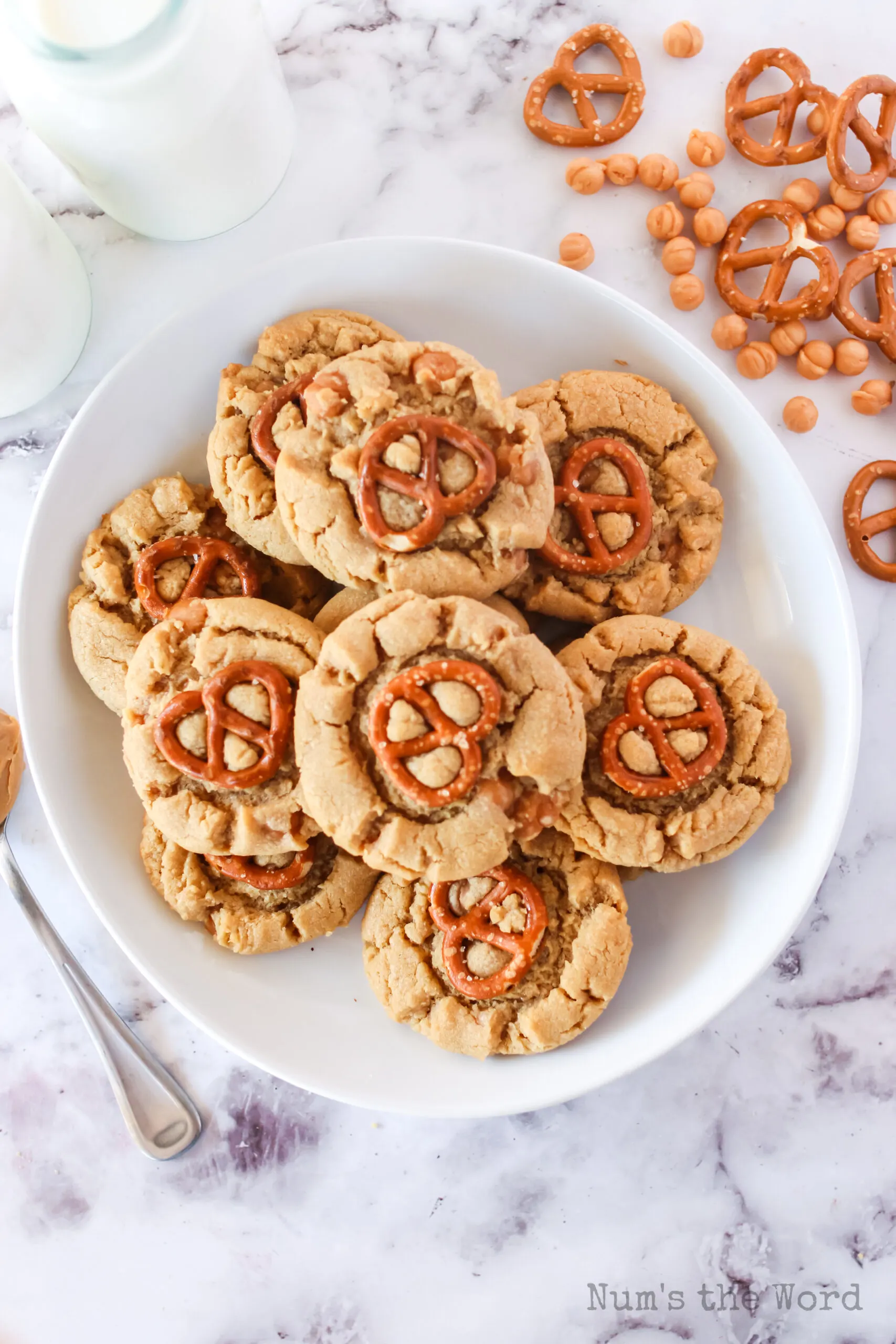 zoomed out image of cookies on a plate