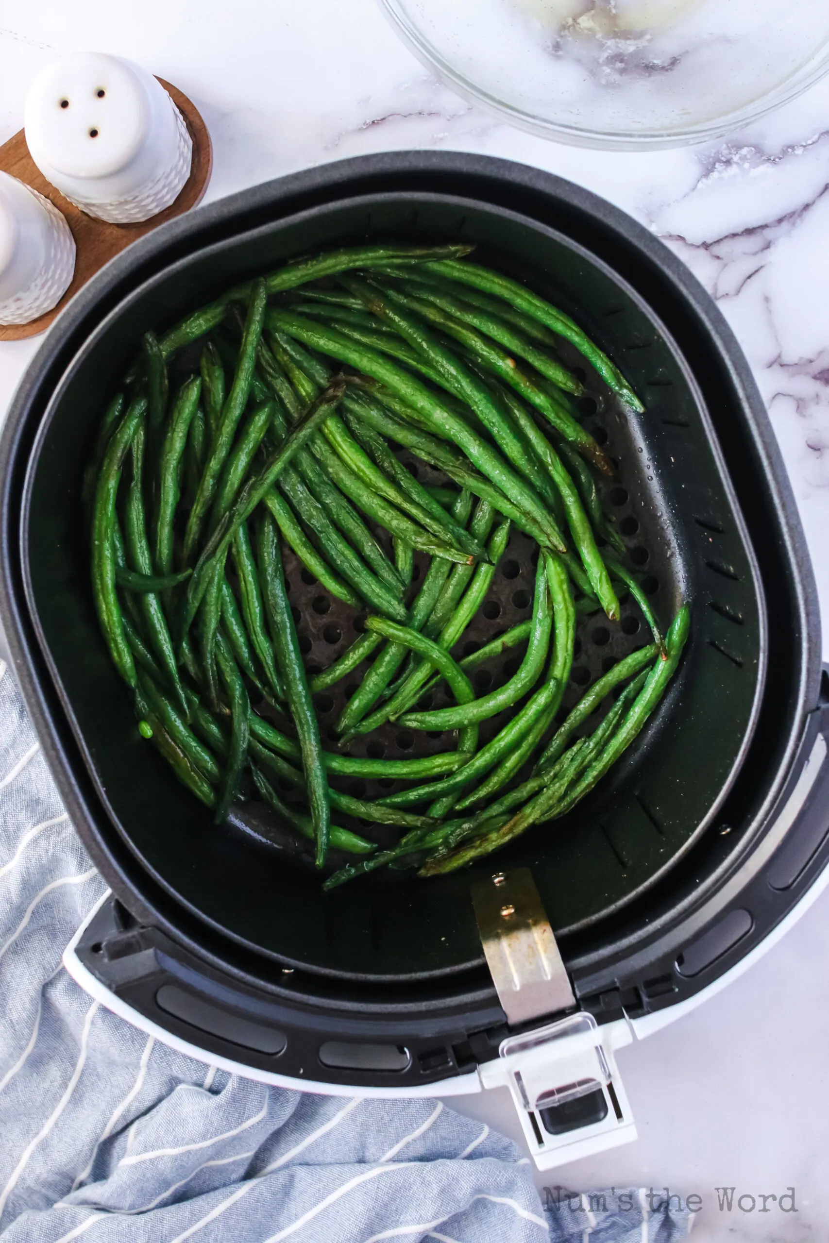 Green Beans in the air fryer, cooked