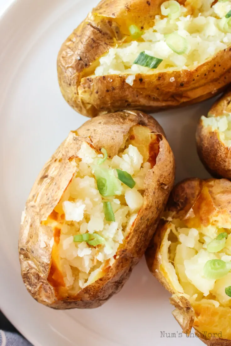 zoomed in potatoes on serving platter