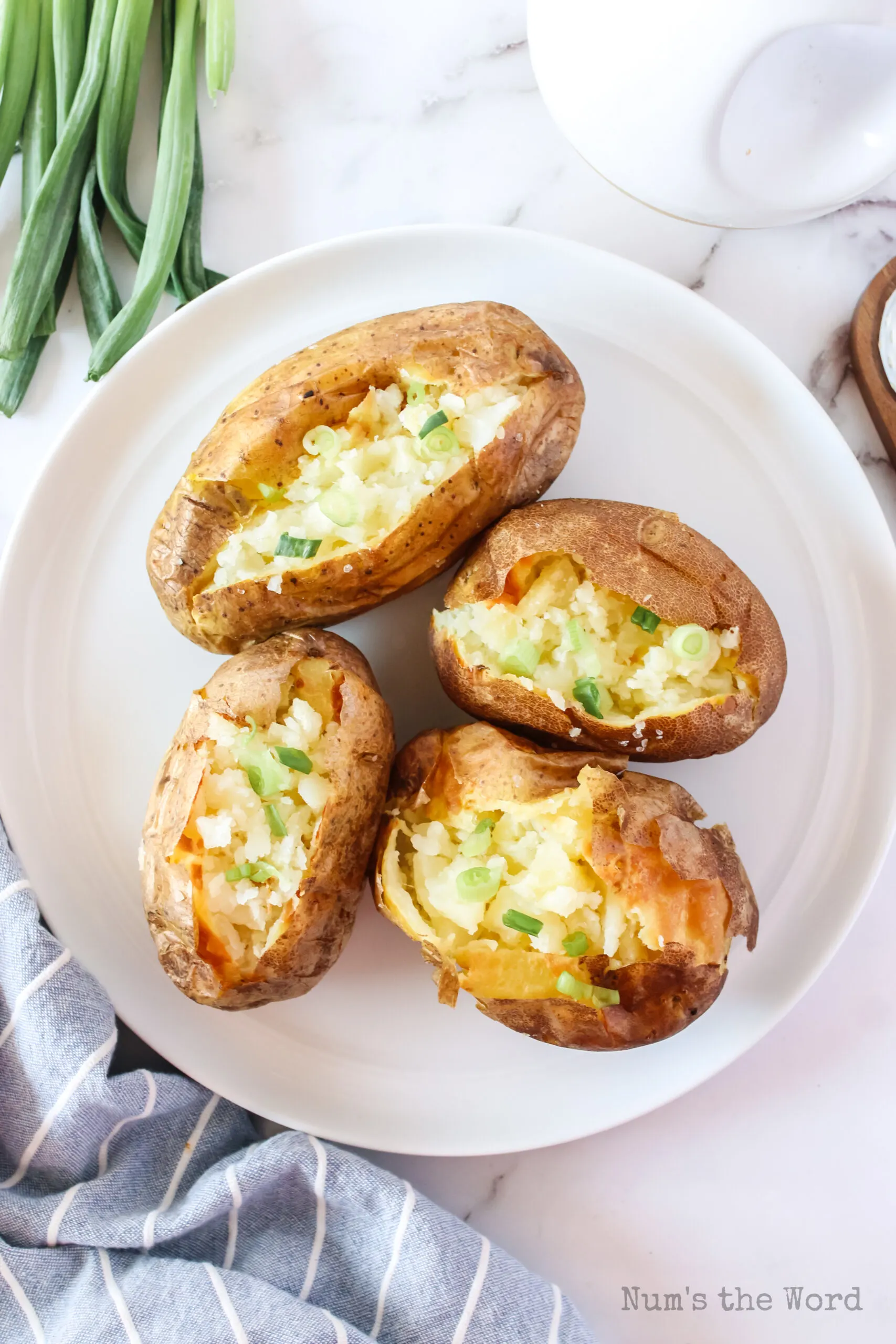 zoomed out image of potatoes on platter.