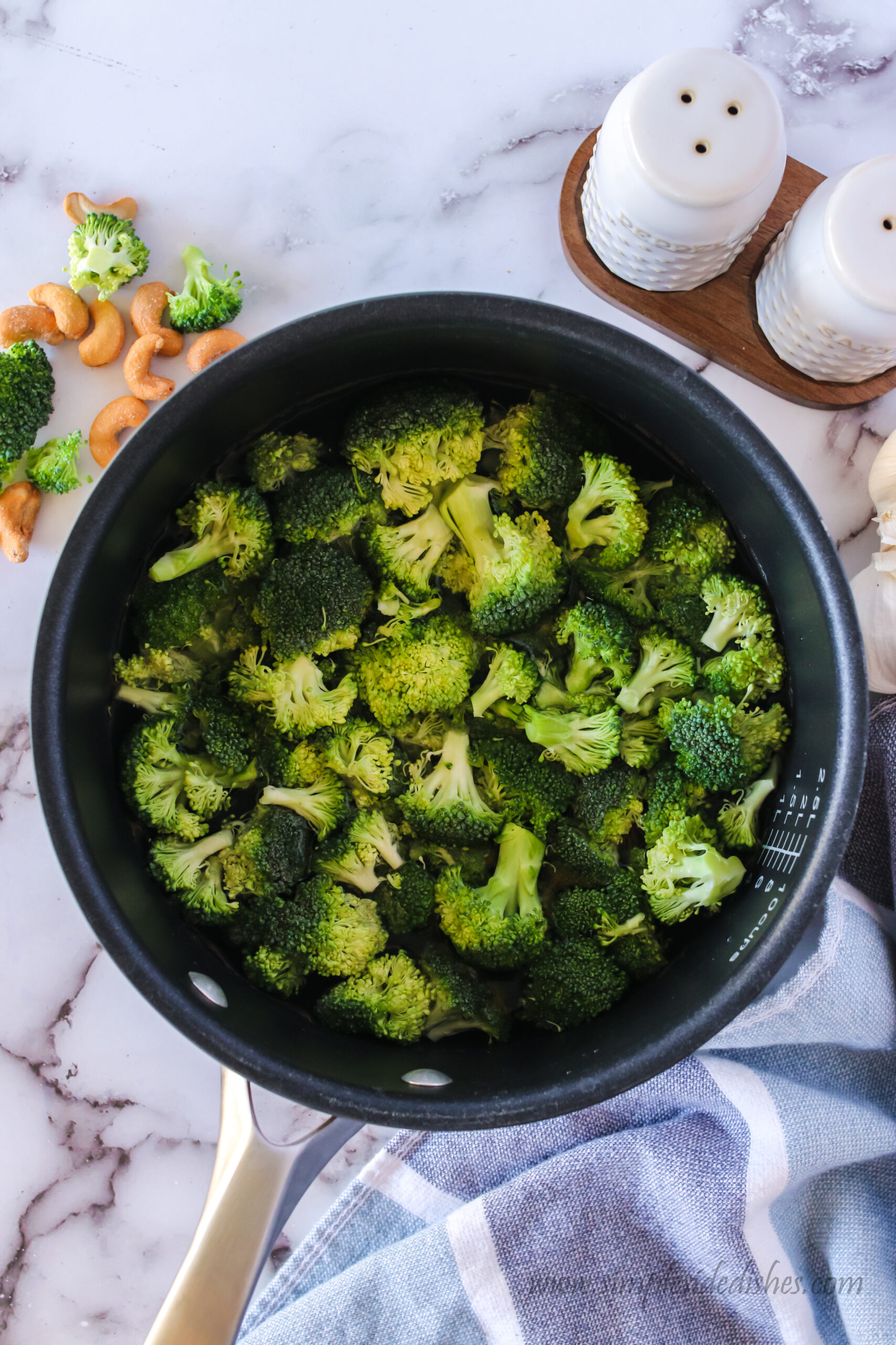 broccoli steamed to tender crisp
