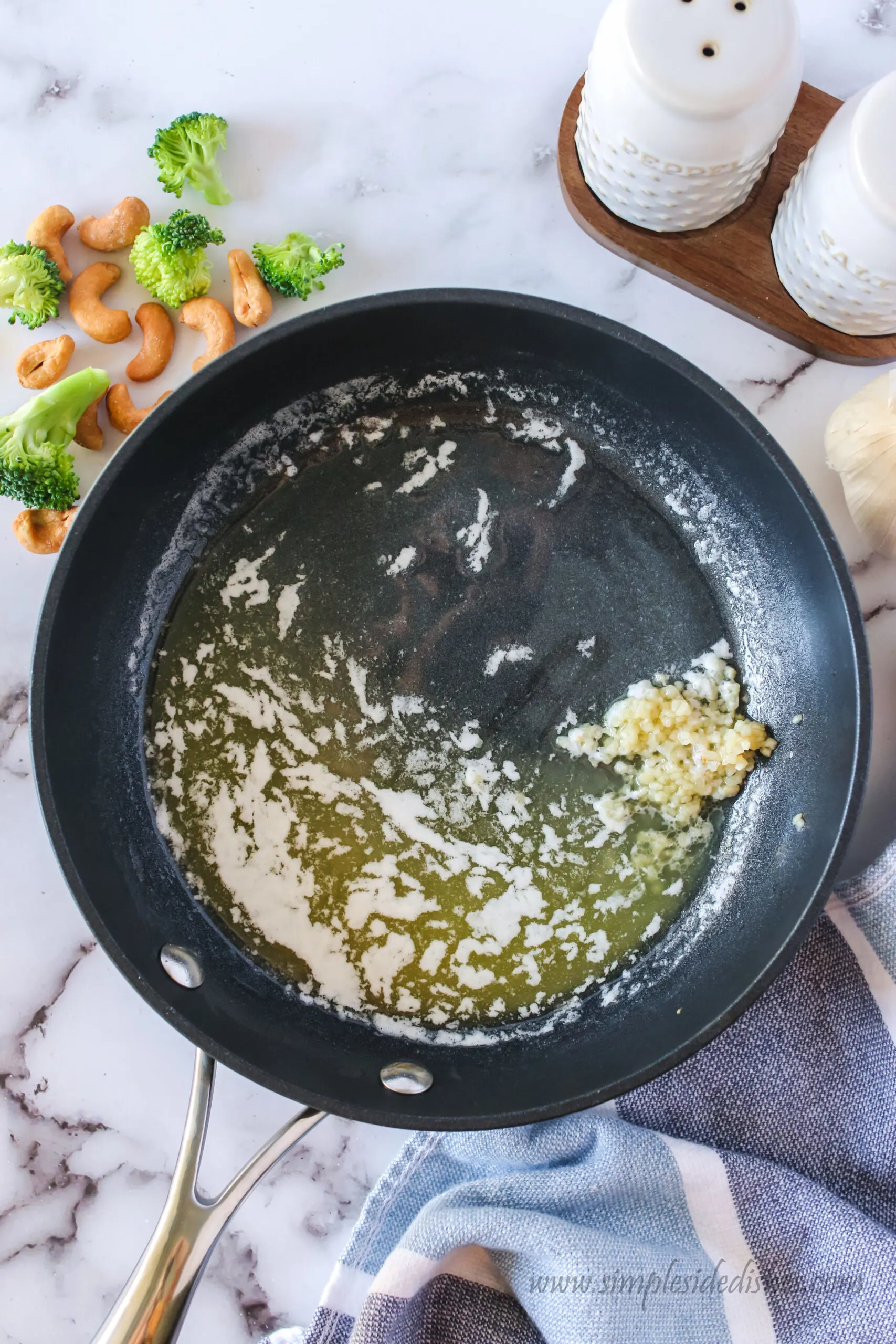 butter and garlic in skillet