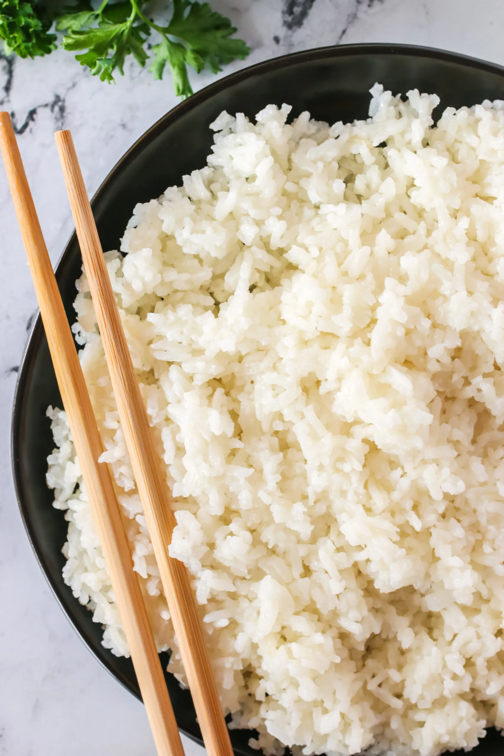 zoomed in image of coconut jasmine rice in bowl