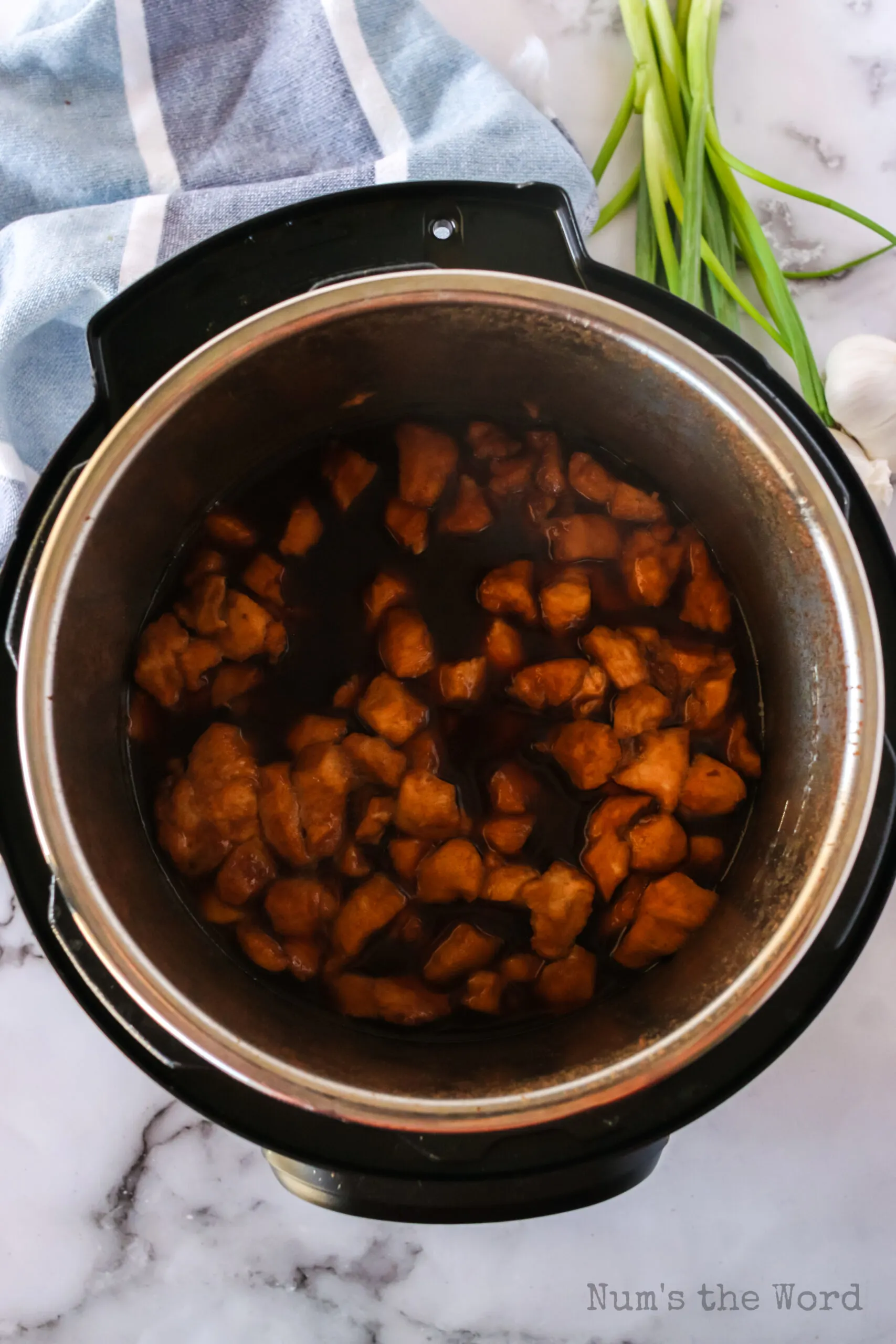 cooked chicken teriyaki in instant pot with thin sauce