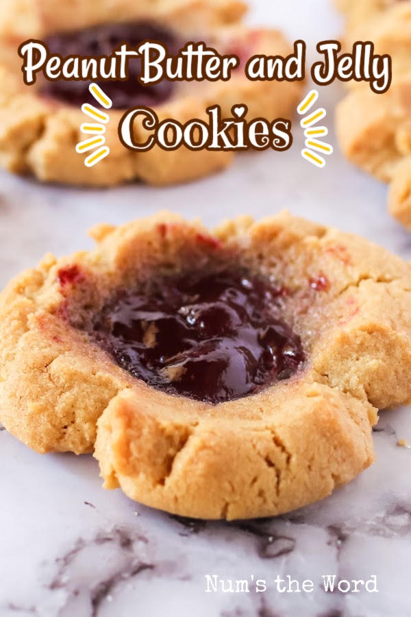 Main image for Pinterest of Peanut Butter and Jelly Cookies
