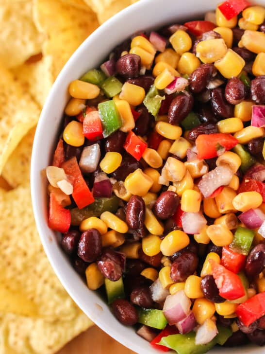 zoomed in image of black bean salsa