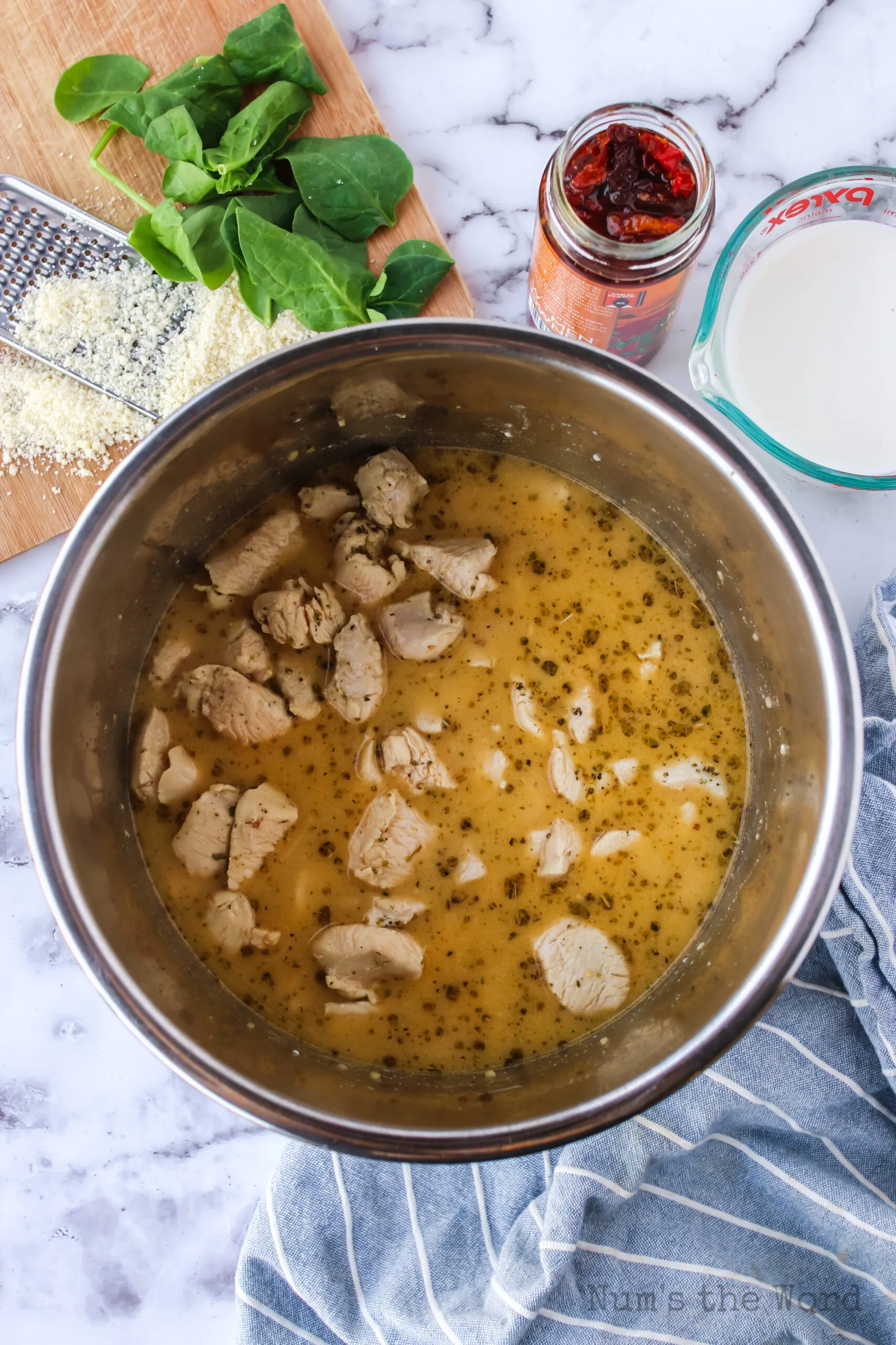 Chicken and broth in instant pot