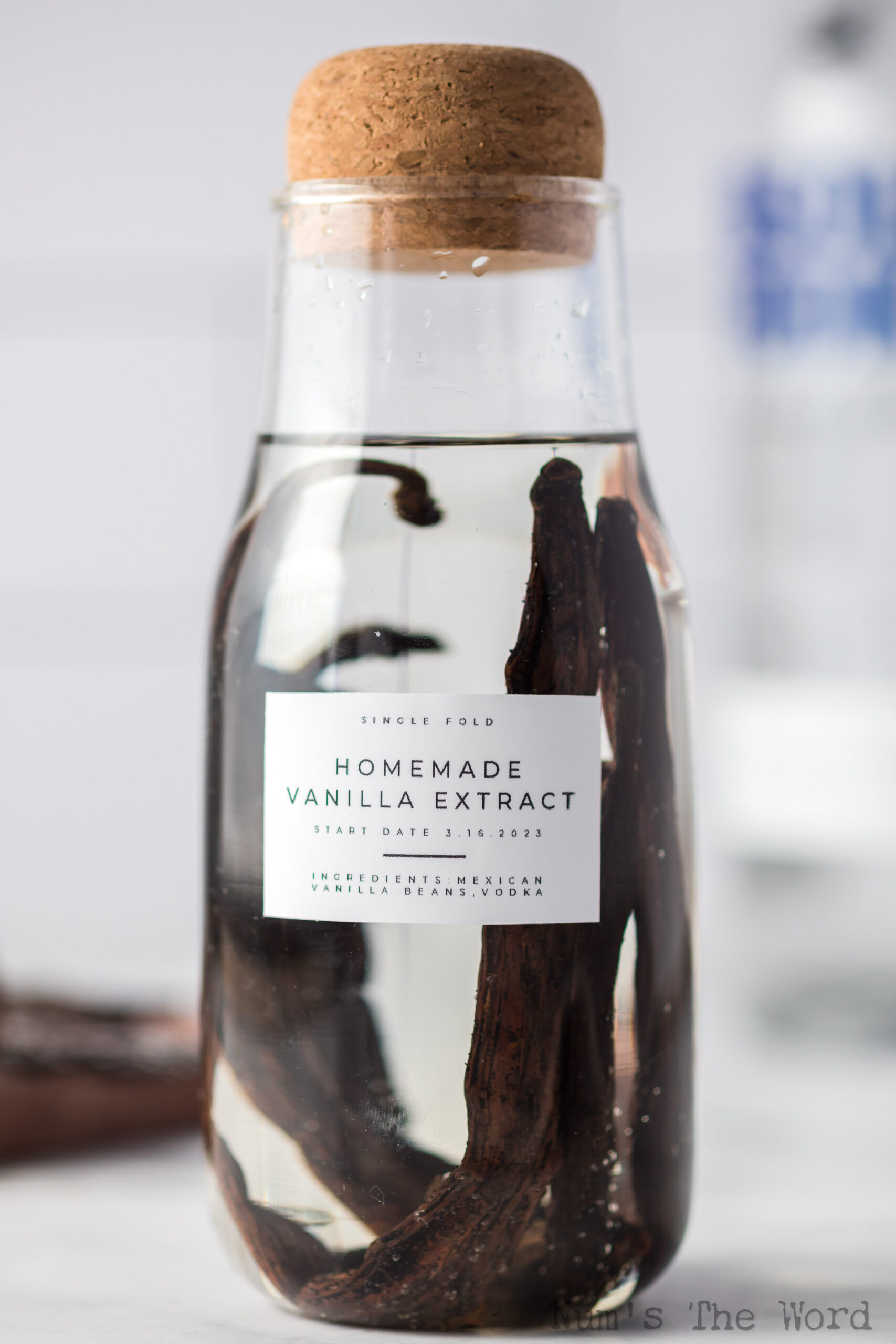 close up of single fold vanilla with cute label
