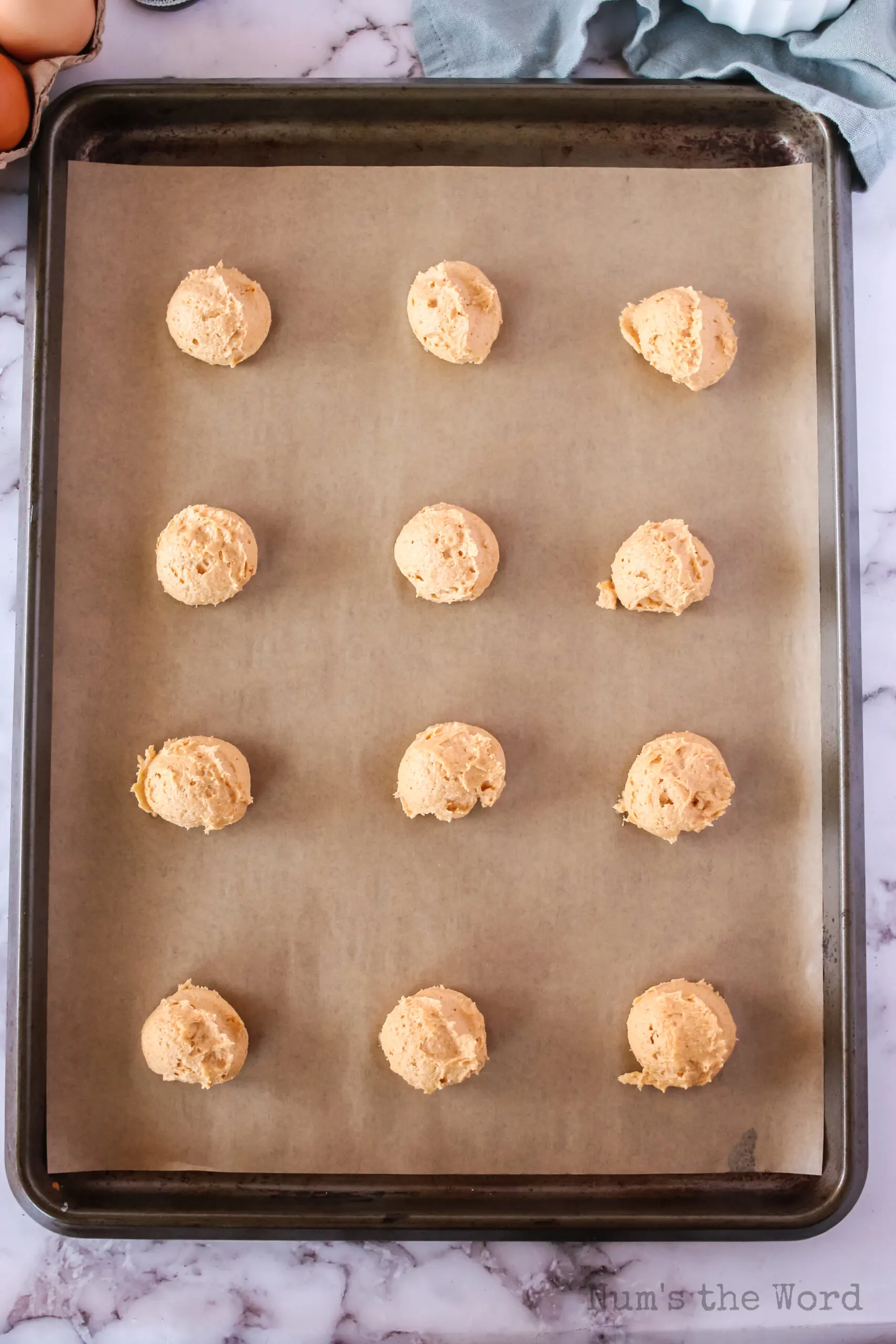 Pumpkin Cookie Dough on a cookie sheet