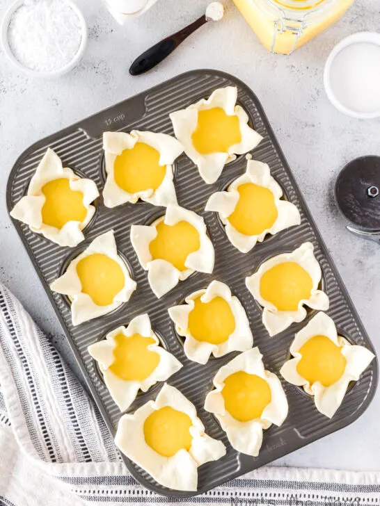 Lemon Curd added to puff pastry cups