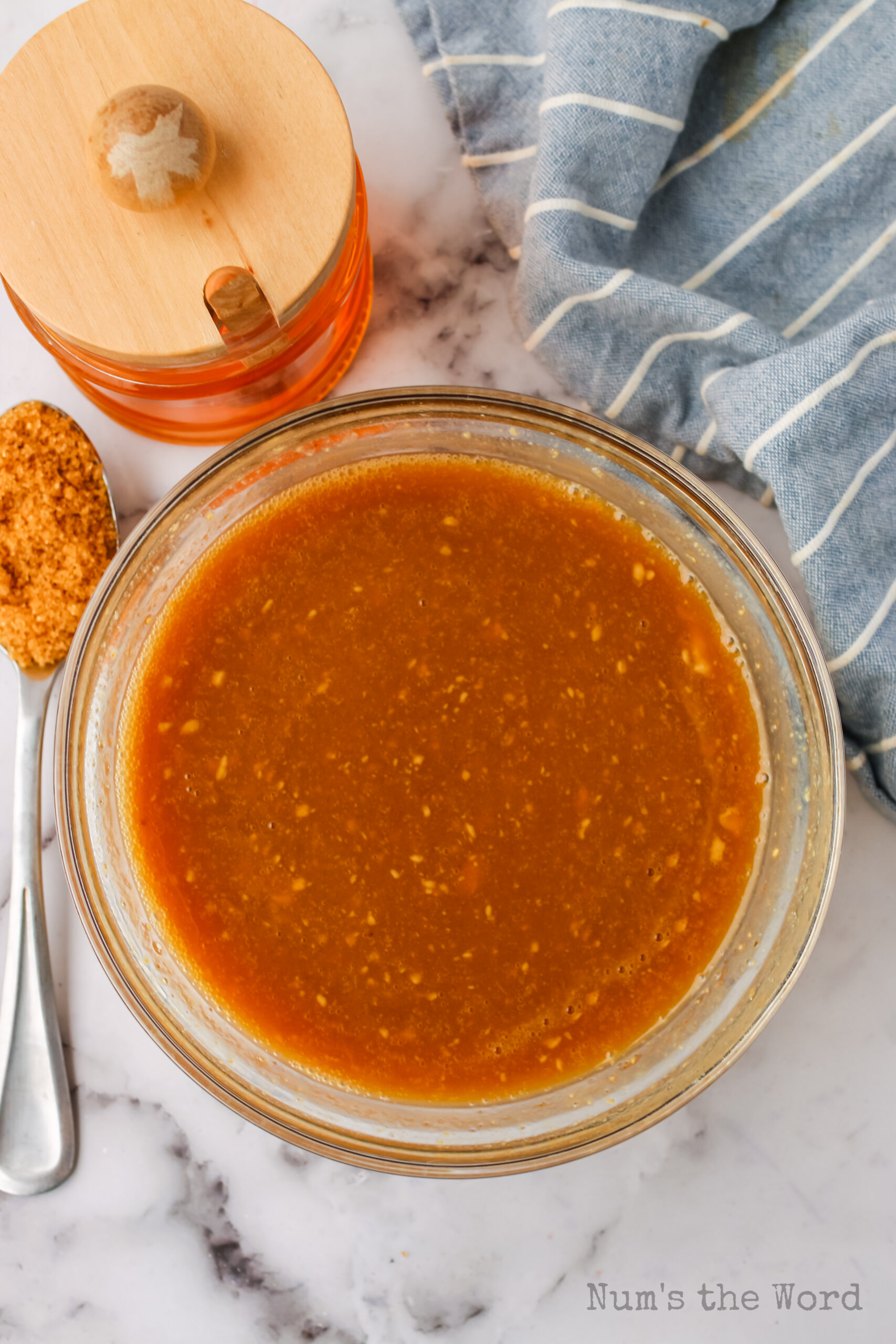 Honey Mustard glaze mixed up in bowl