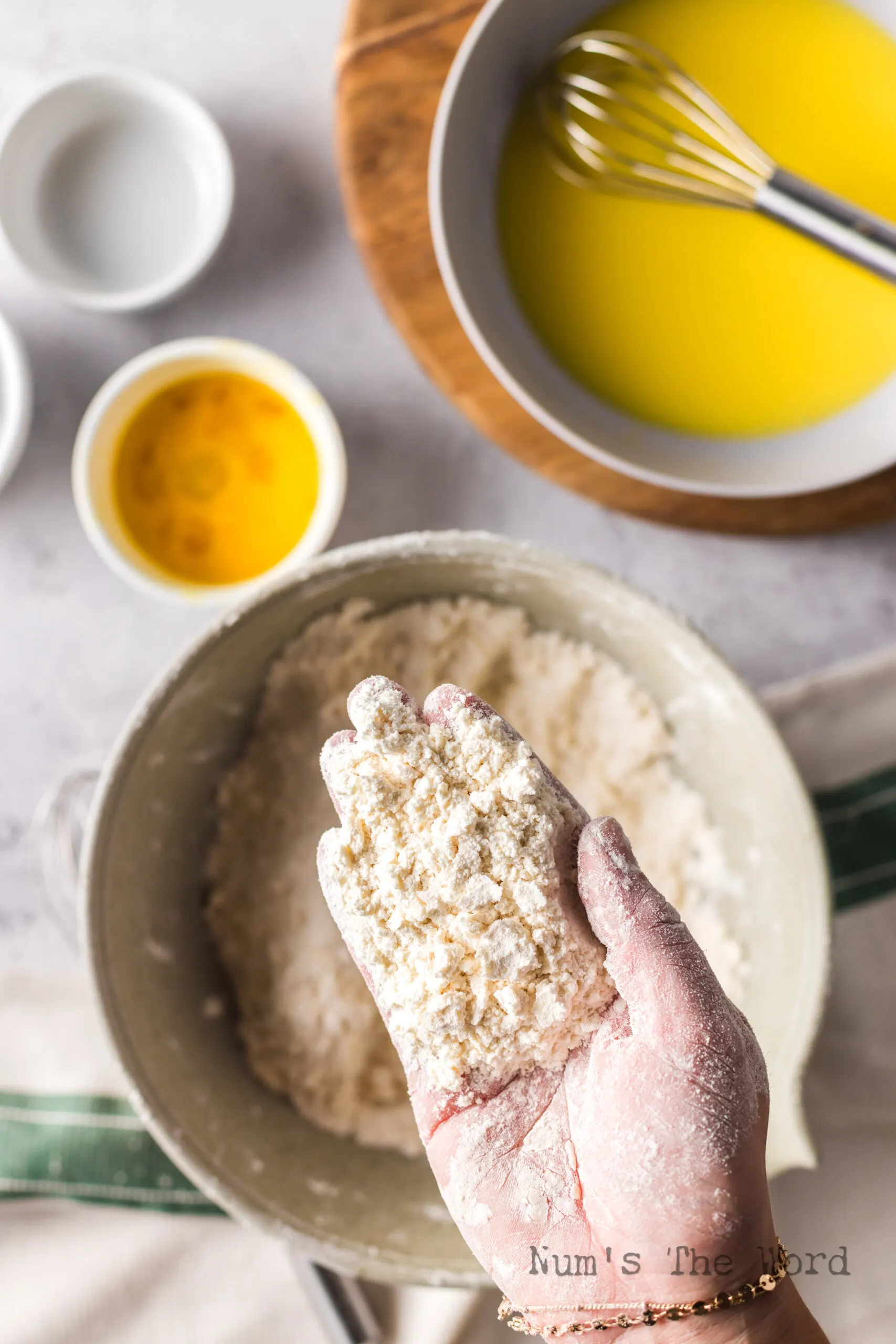 butter and flour mixture mixed together with hands