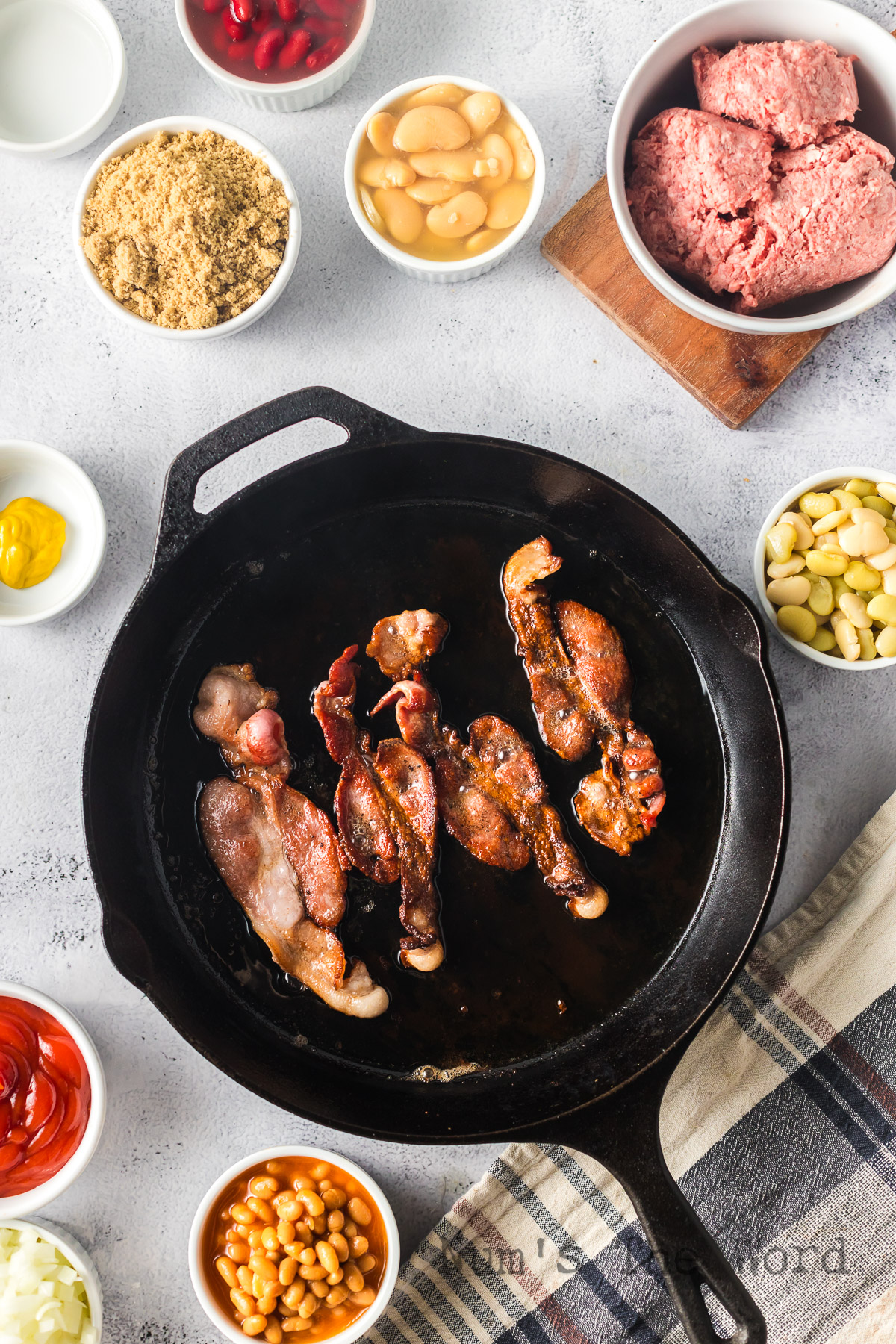 bacon fried in skillet