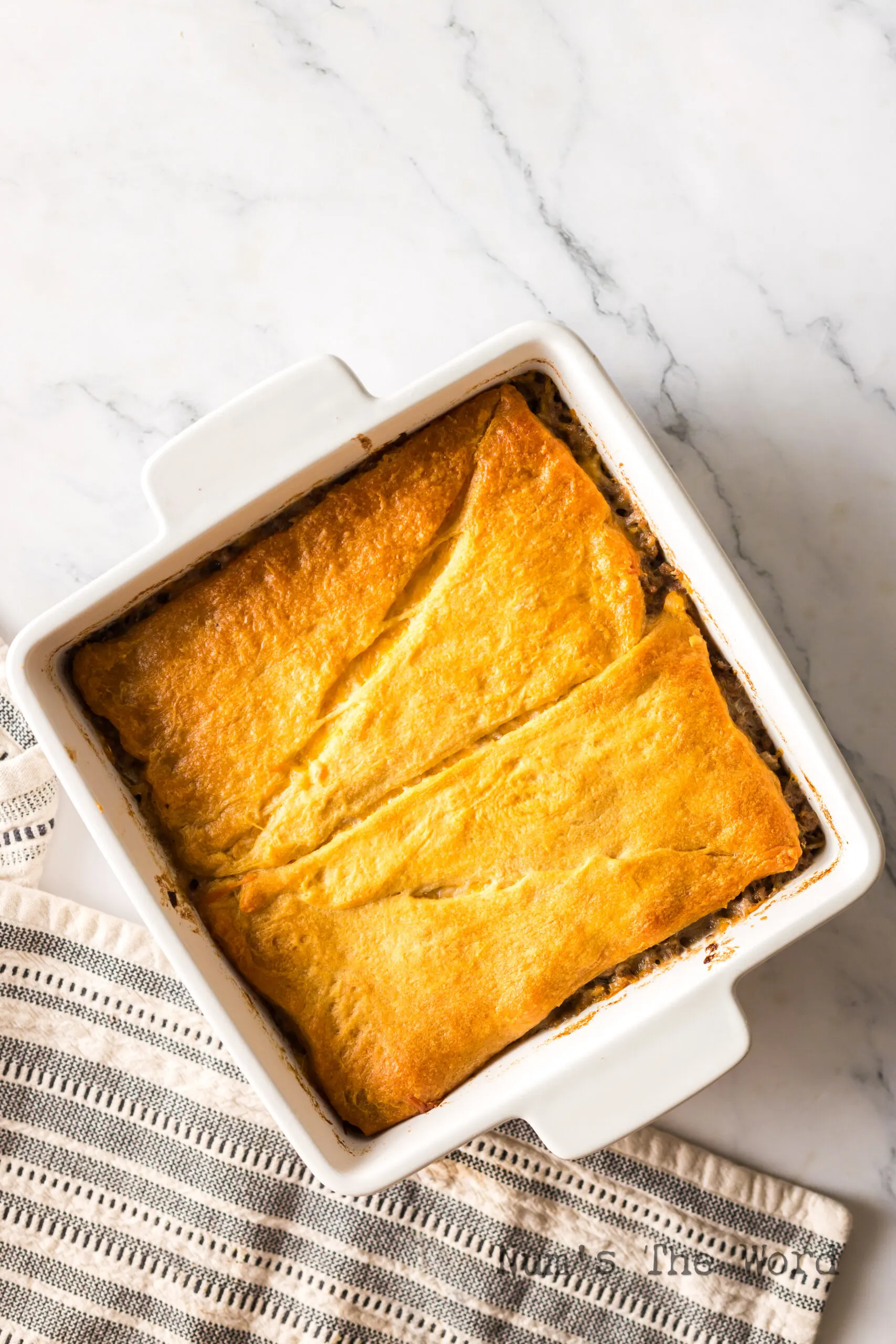 Baked Cabbage Roll Casserole in pan.