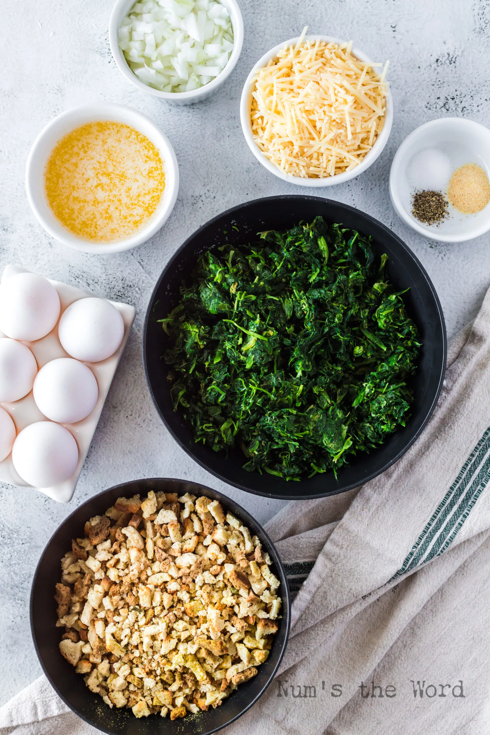 All ingredients for Spinach Stuffing Balls