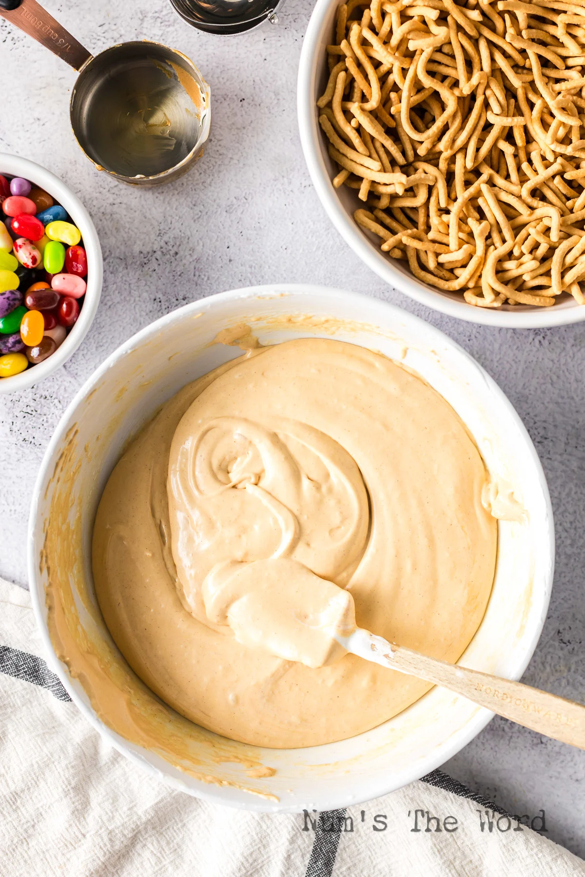 Peanut butter marshmallow mixture.