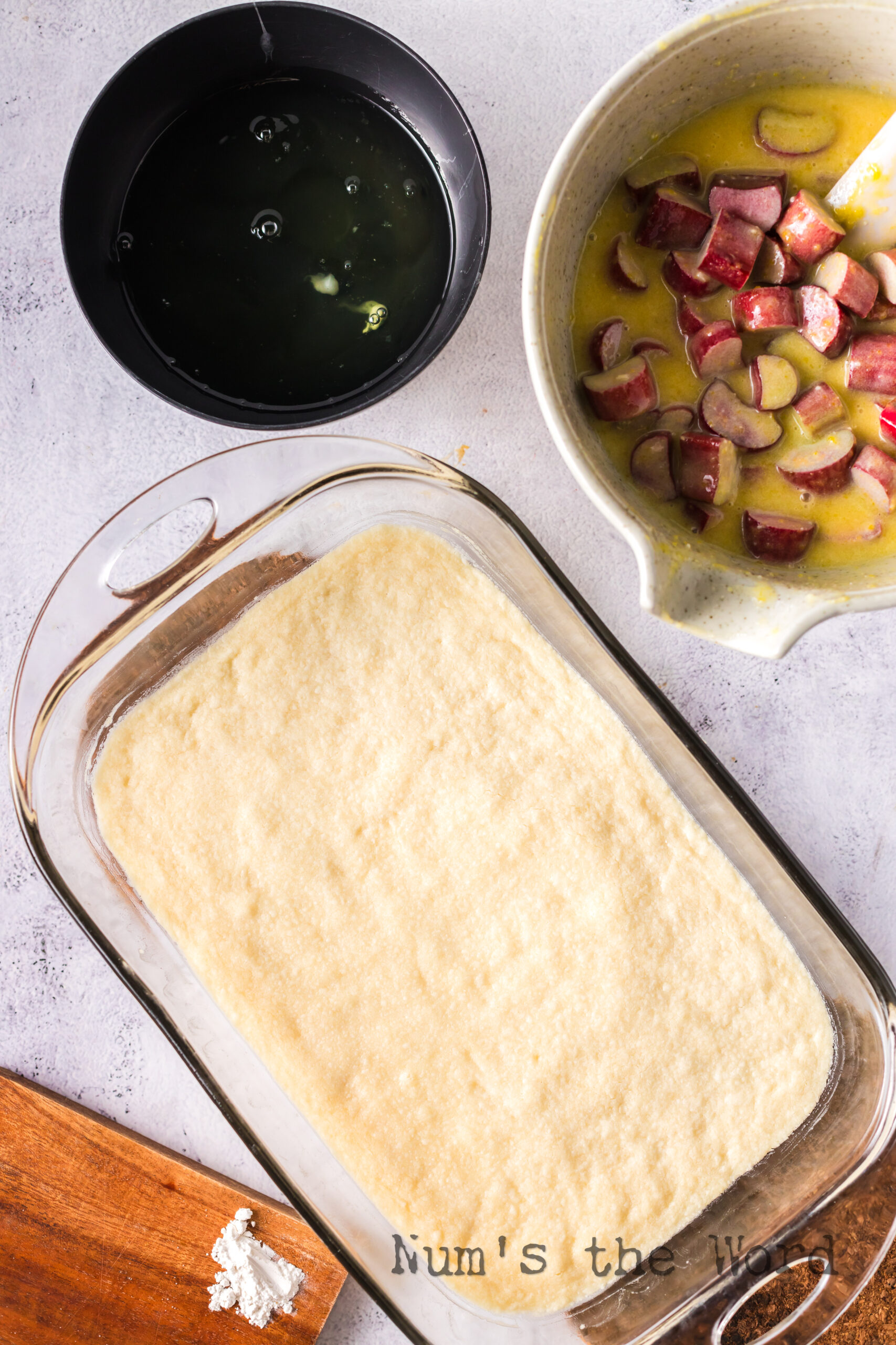 Freshly baked crust from the oven.