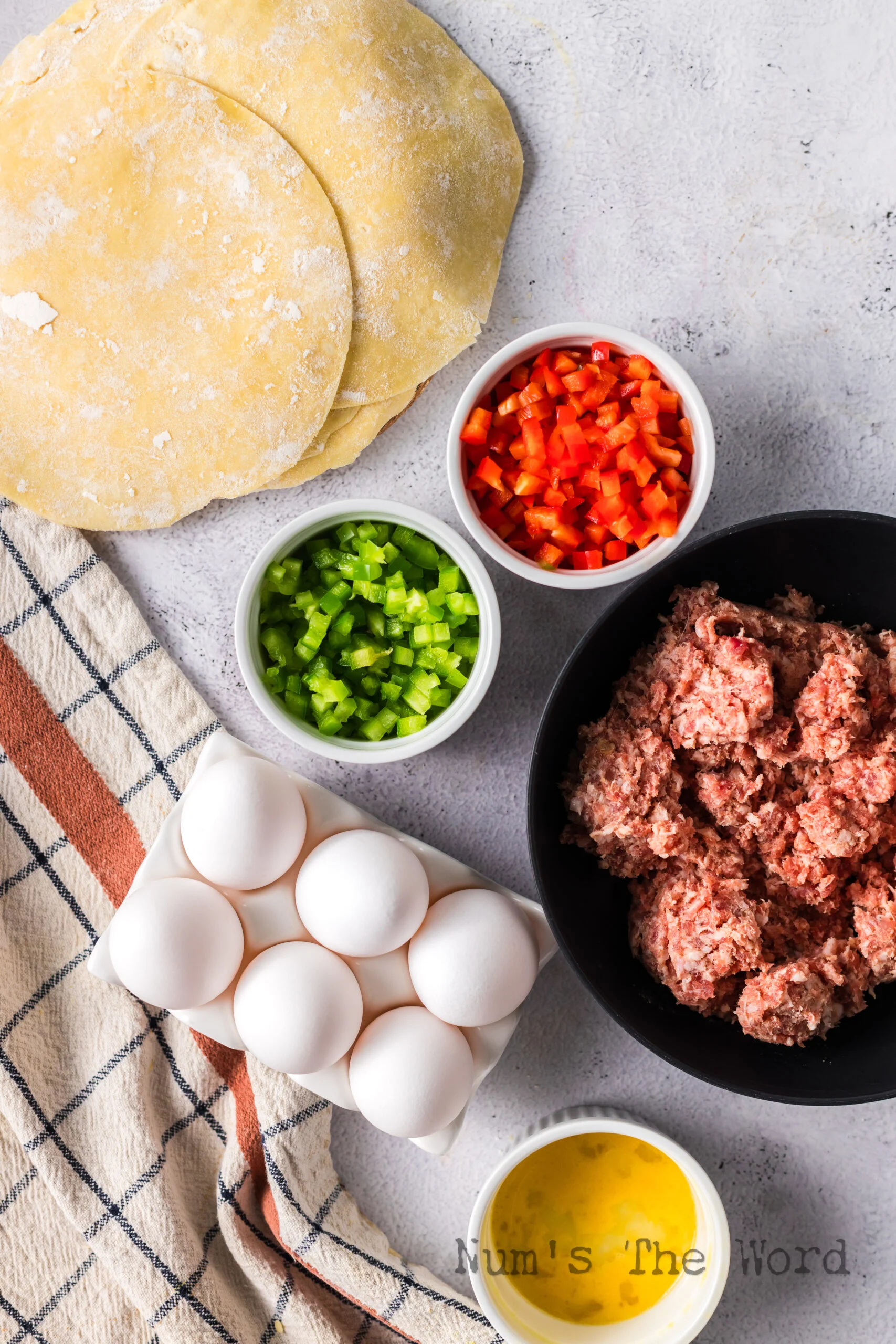All ingredients laid out on the counter ready to assemble.