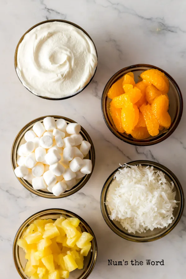 All ingredients laid out on the counter, ready to assemble.